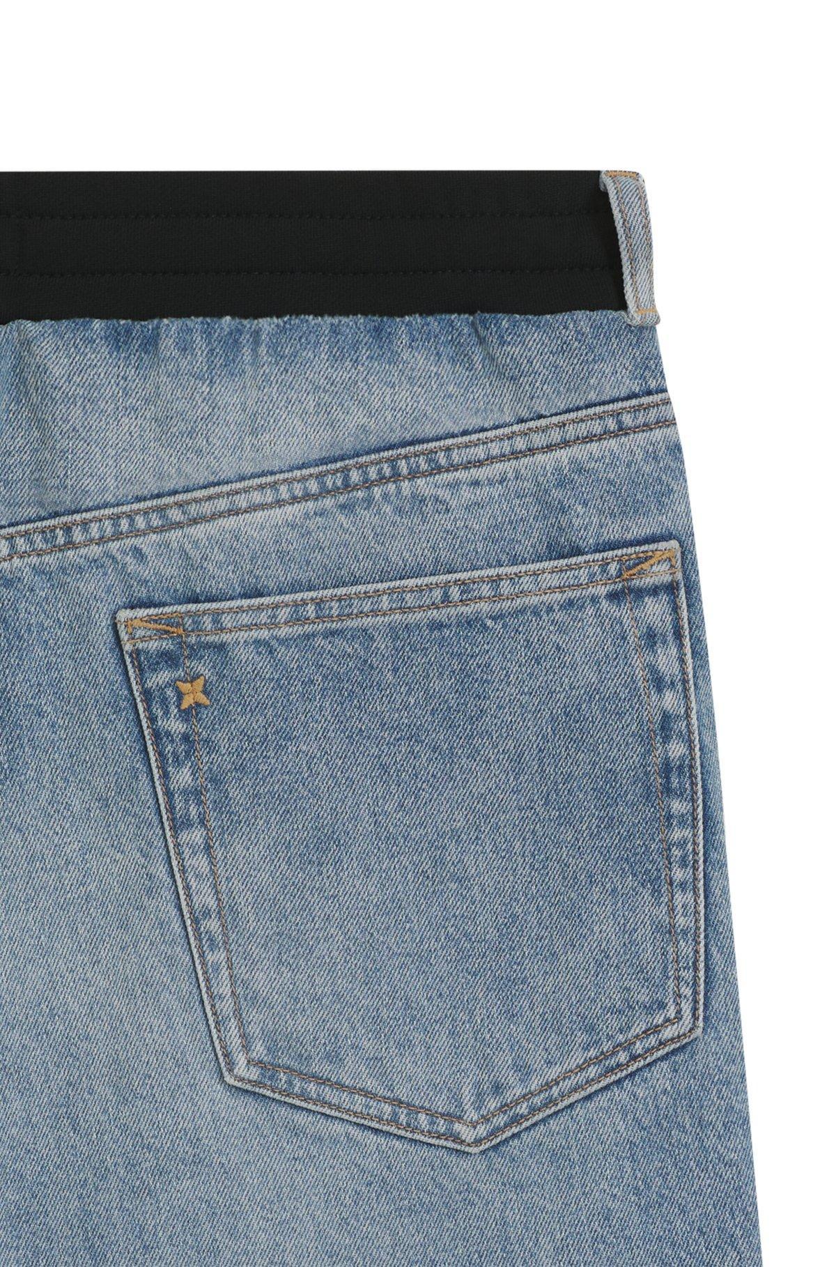 HUGO - Oversize-fit jeans in blue denim with jersey waistband - Turquoise Product Image