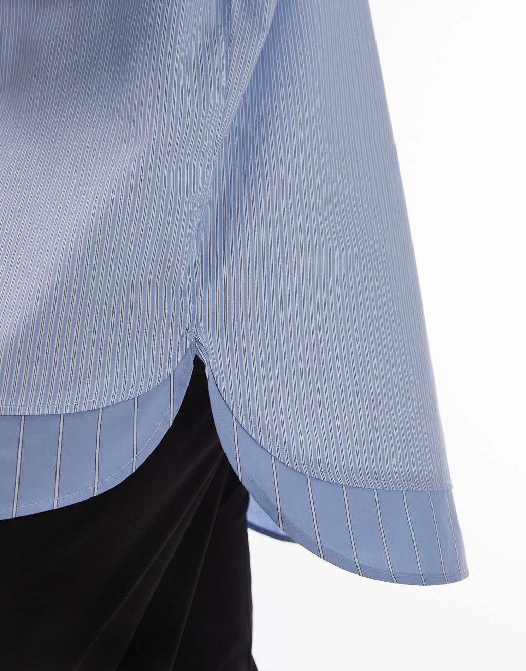 Topman long sleeve oversized spliced blue striped shirt Product Image