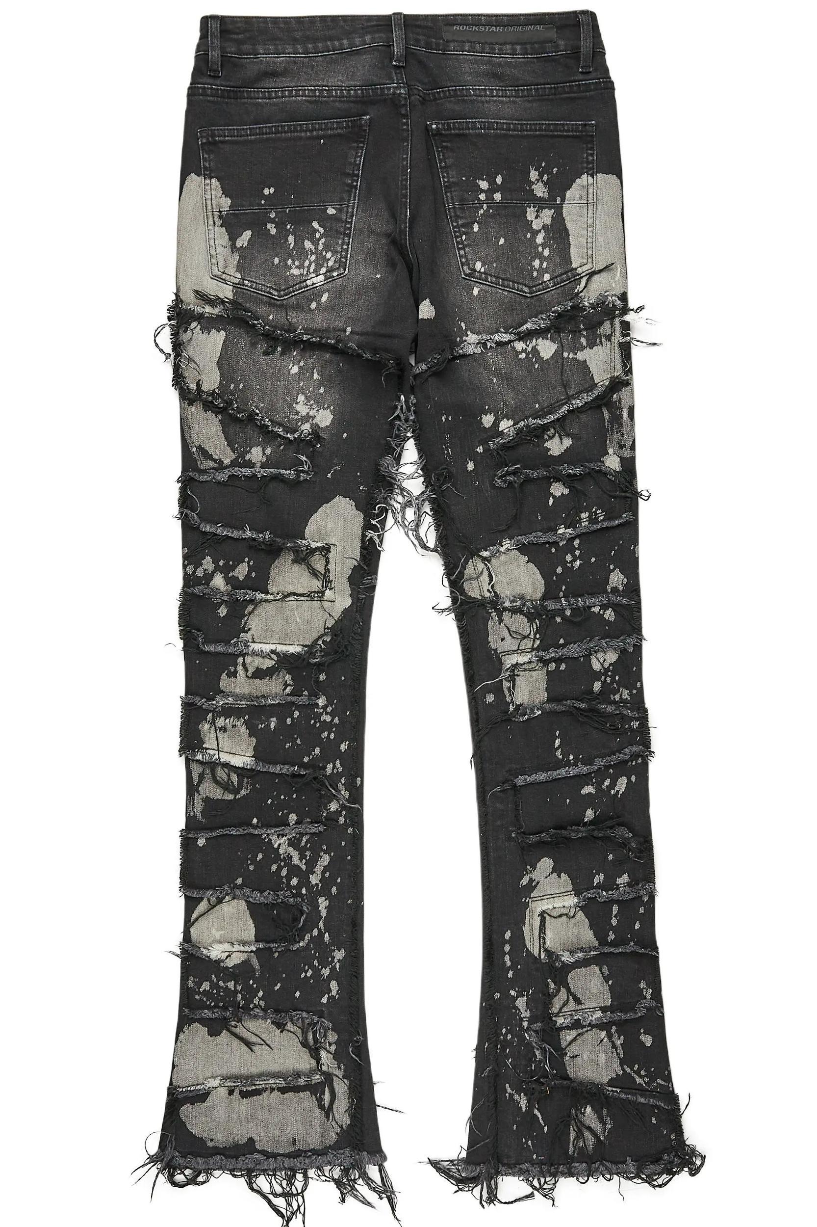 Laban Black Bleach Stacked Flare Jean Male Product Image