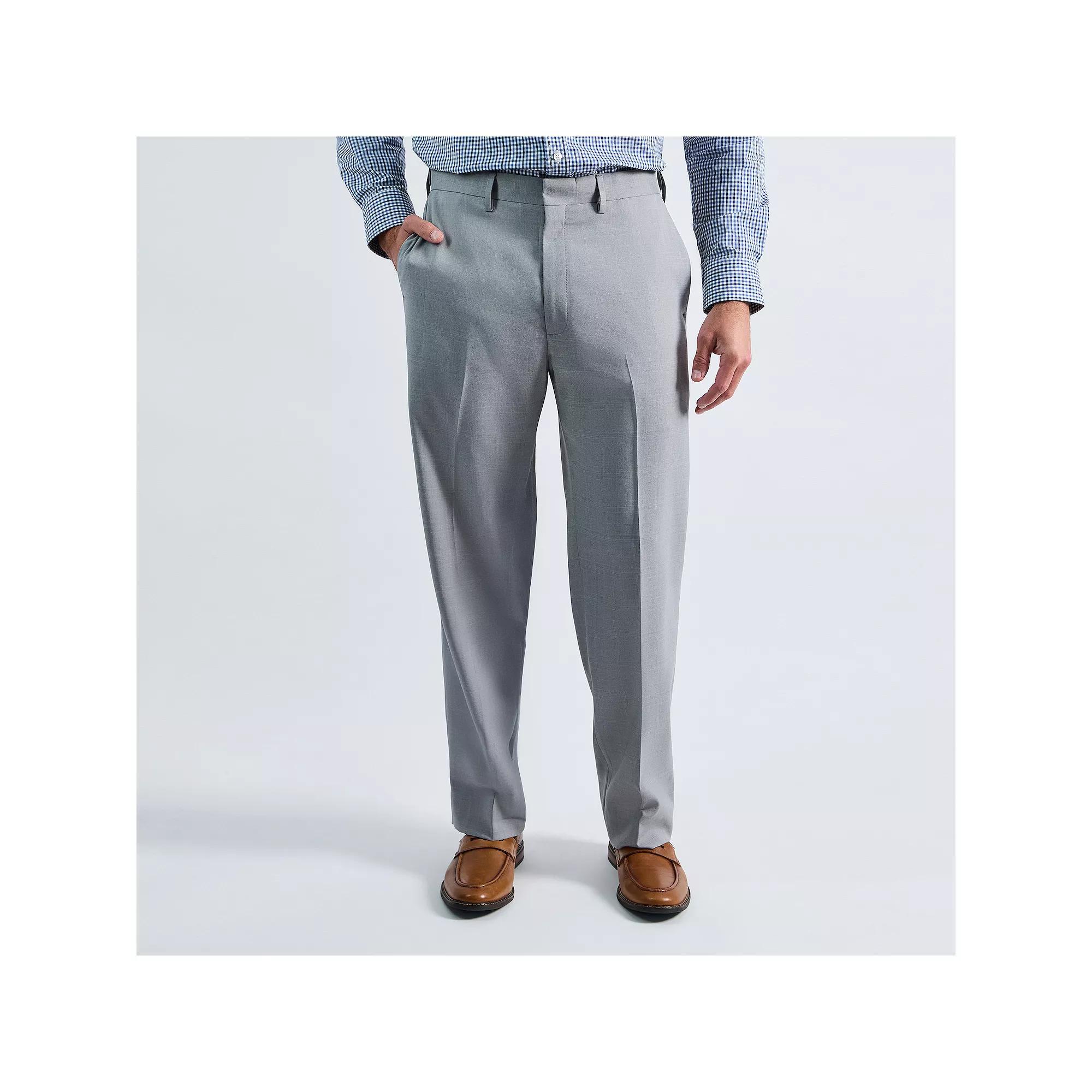 Mens Haggar Premium Comfort Expandable-Waist Classic-Fit Stretch Flat-Front Dress Pants, Mens Product Image