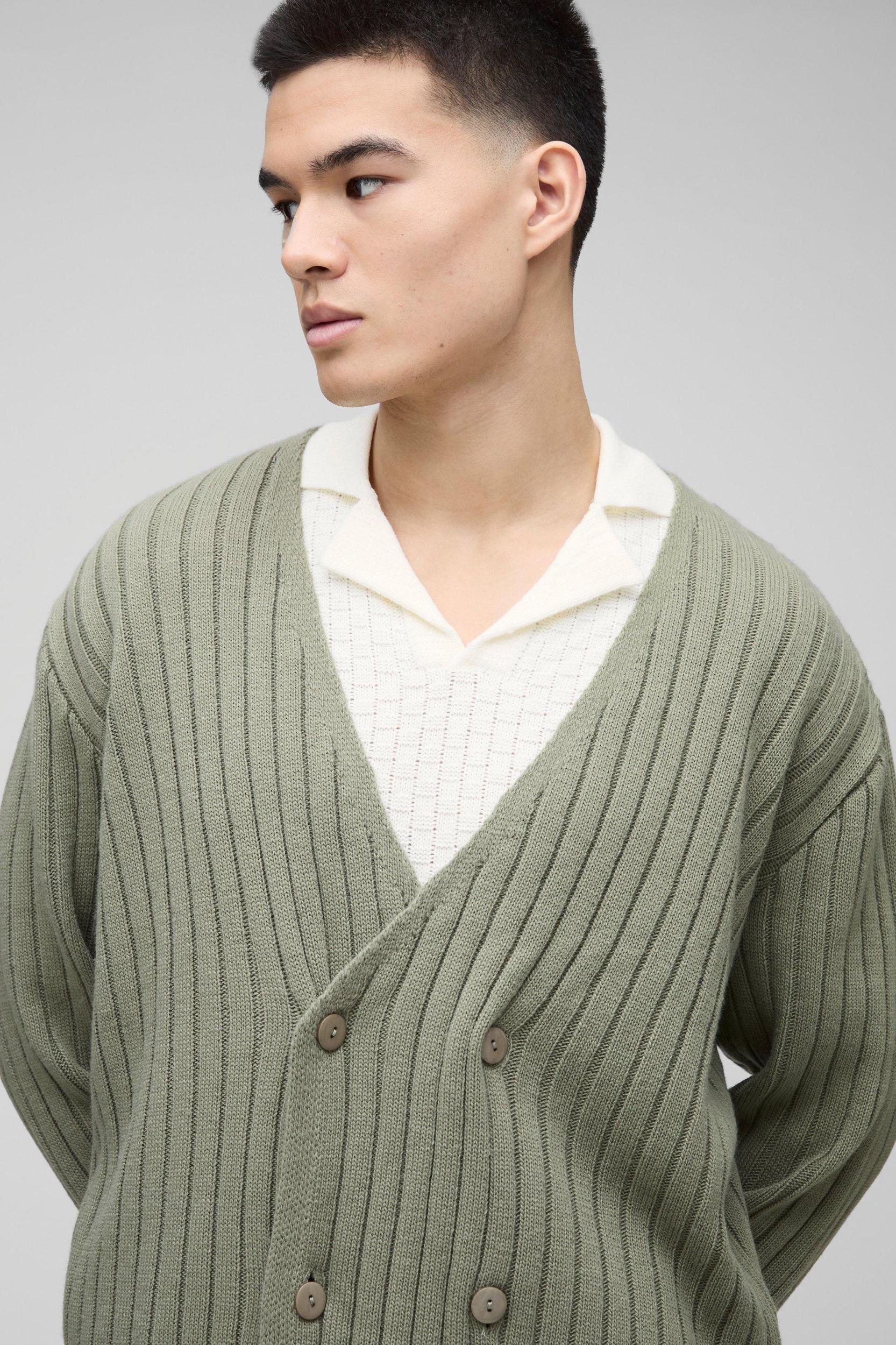 Boxy Wrap Knitted Cardigan | boohooMAN USA Product Image