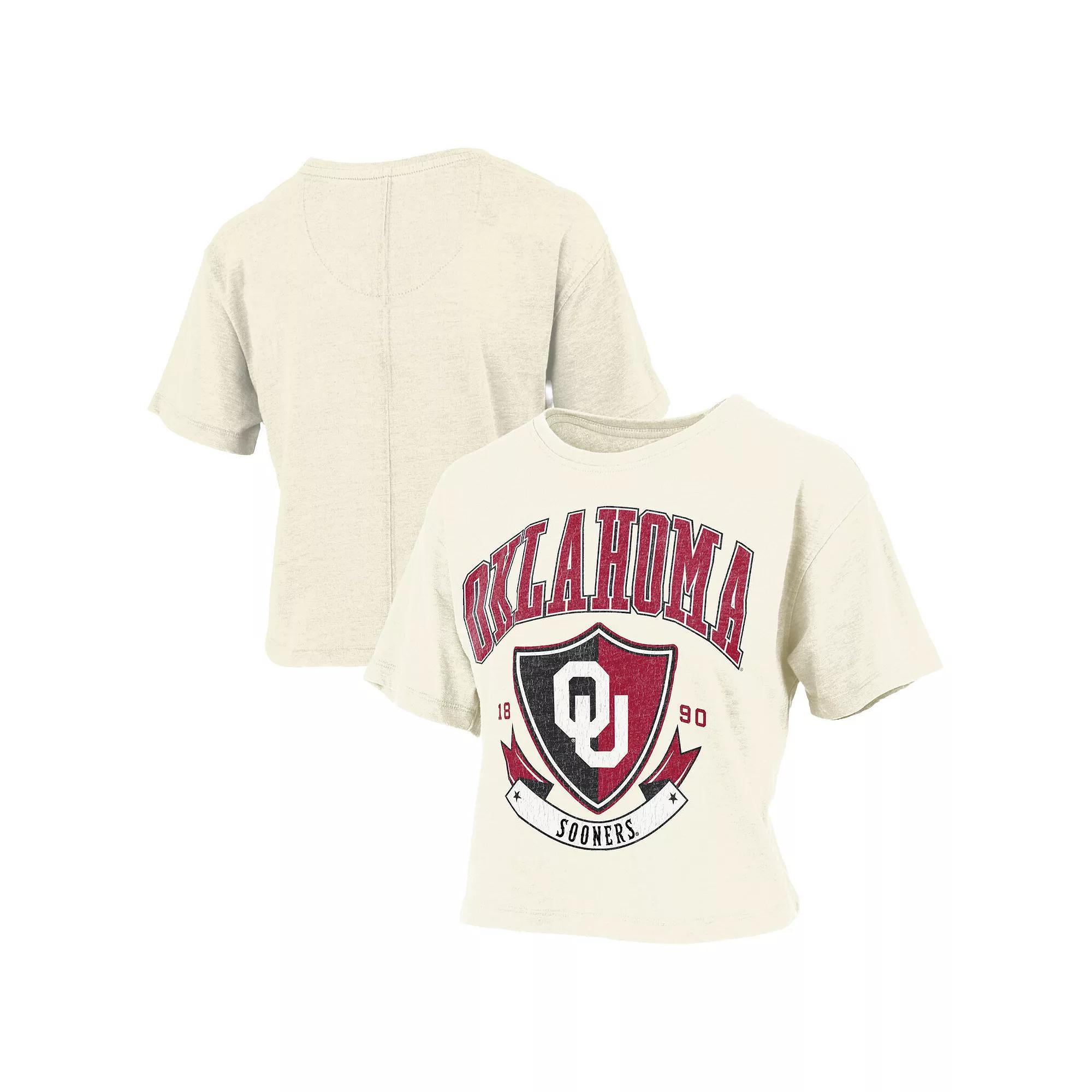 Women's Pressbox Cream Oklahoma Sooners Buckler Vintage Cropped T-Shirt, Size: 2XL, Beige Product Image