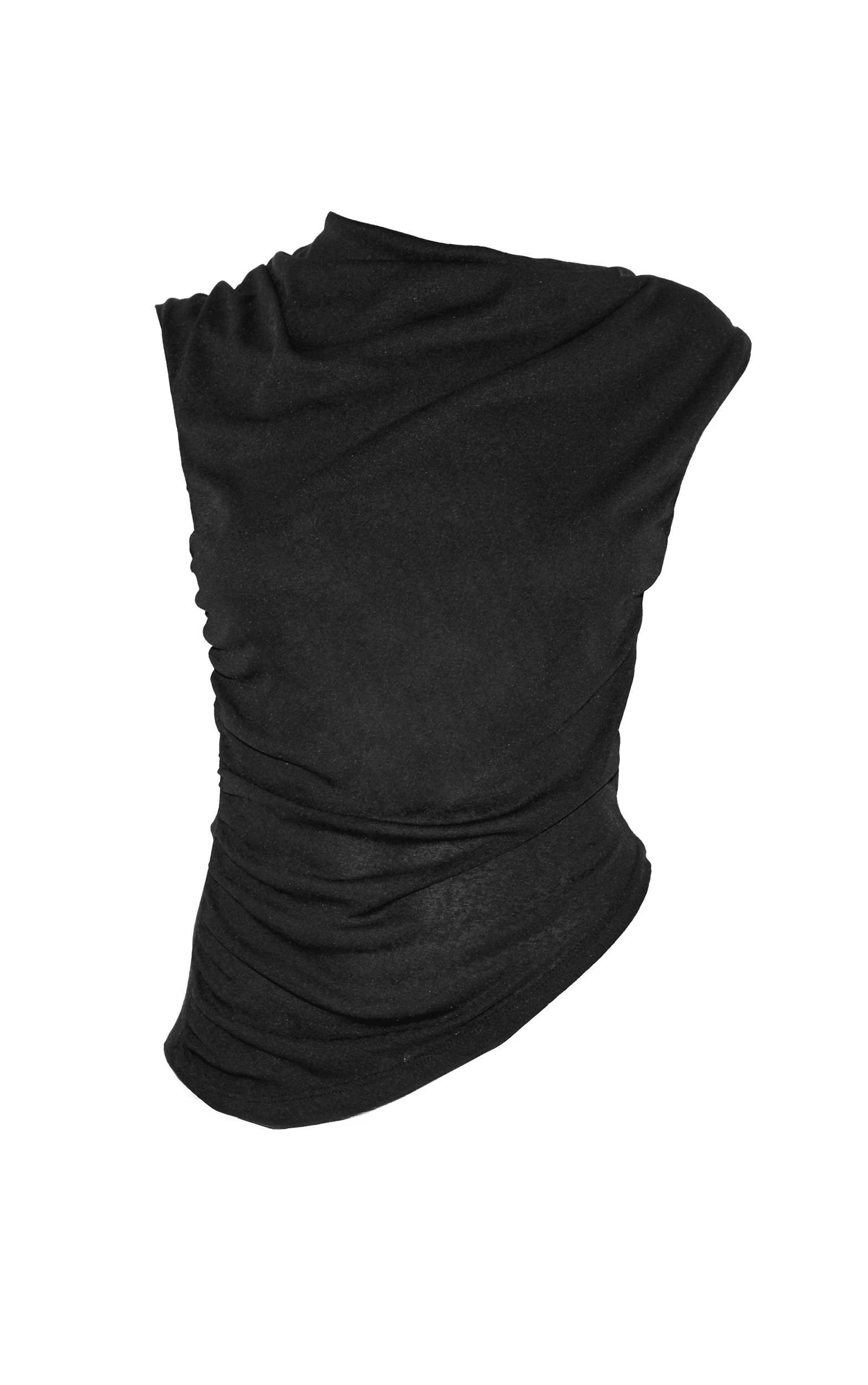 Black Burnout Mesh Asymmetric Hem Long Top Product Image
