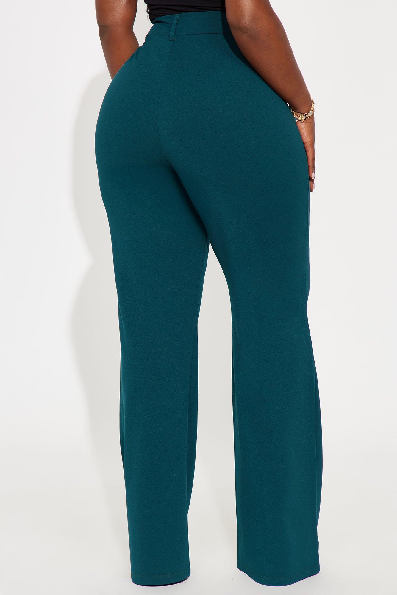 Heidi Wide Leg Trouser Pant - Hunter Green Product Image