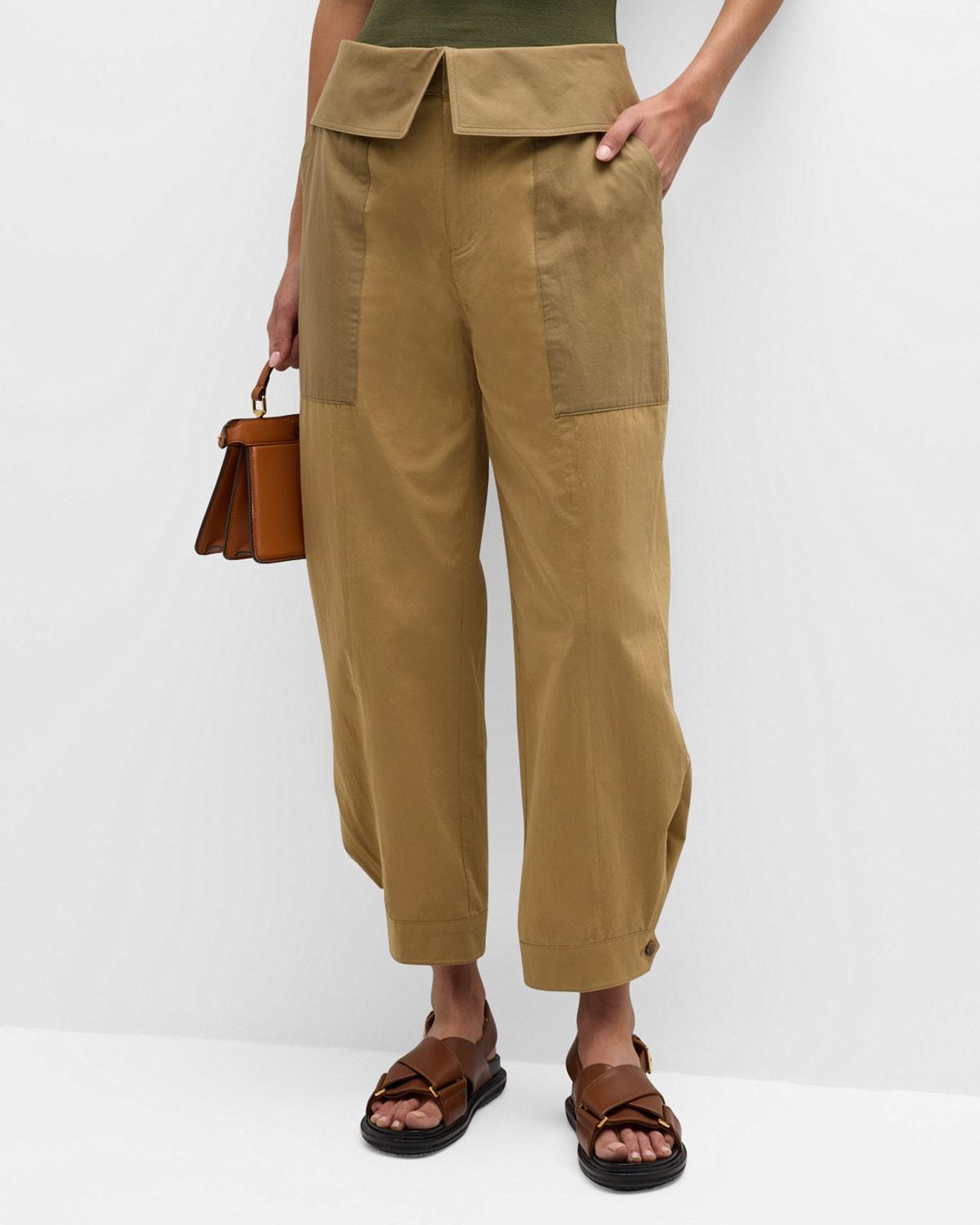 Womens Cotton Foldover Trousers Product Image