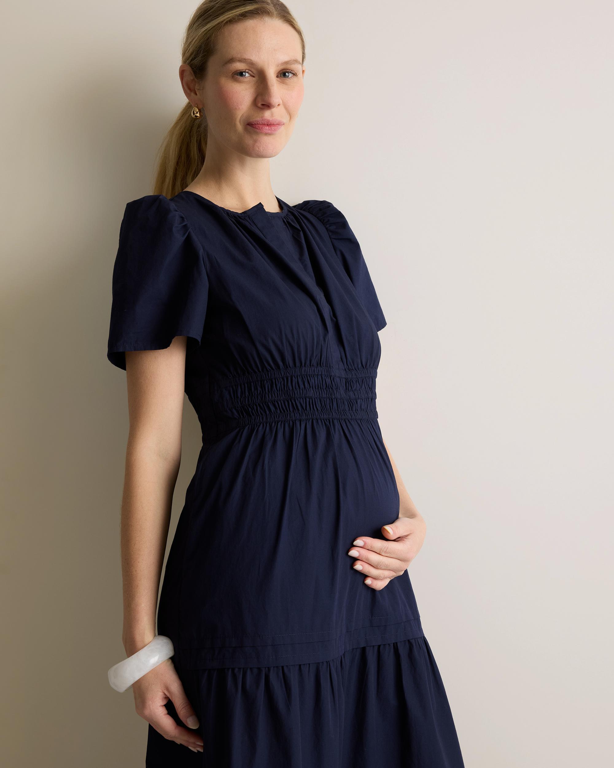 Quince | Women's Poplin Maternity Tiered Maxi Dress Organic Cotton Product Image