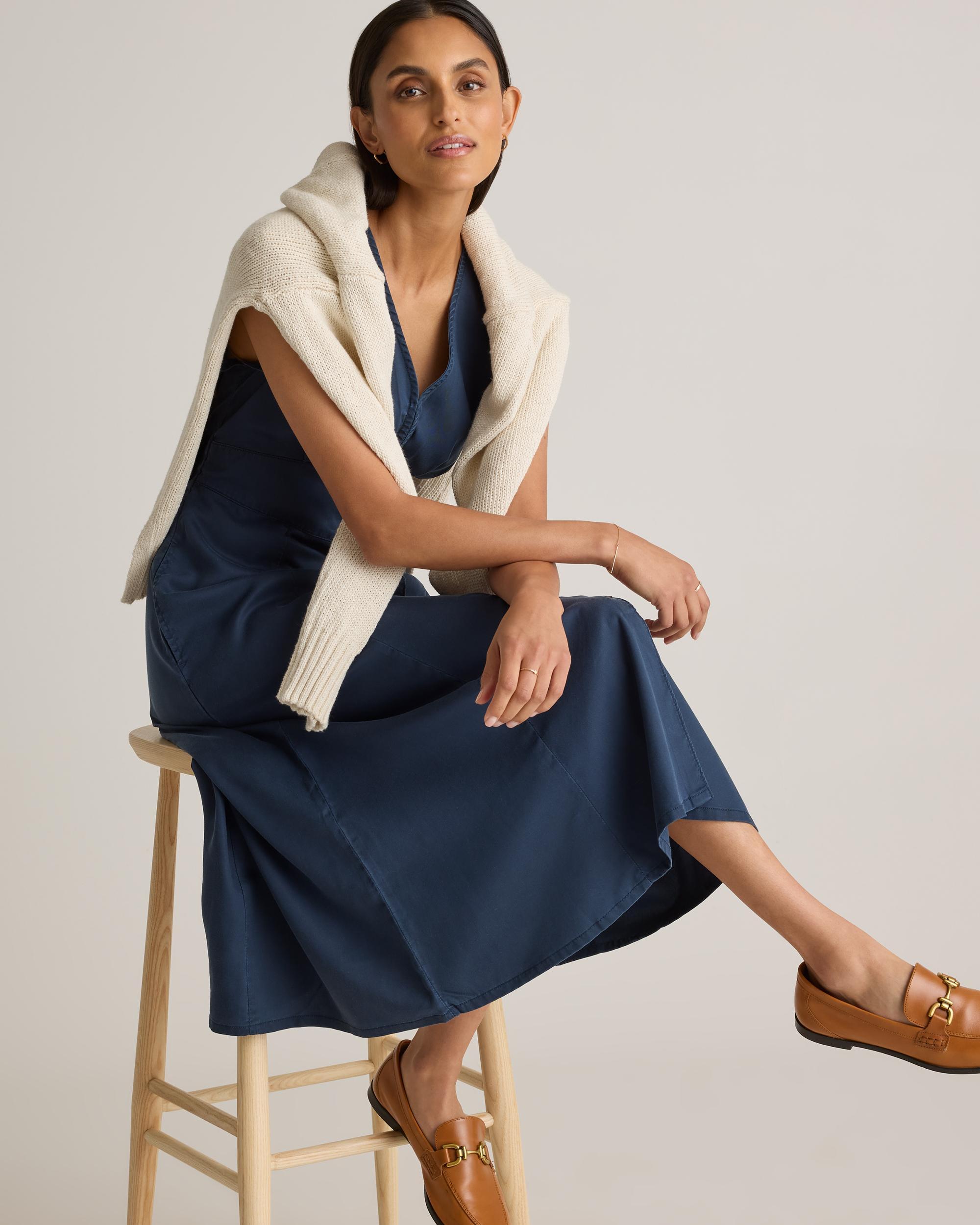 Quince | Women's Vintage Wash Tencel Button Front Midi Dress Product Image