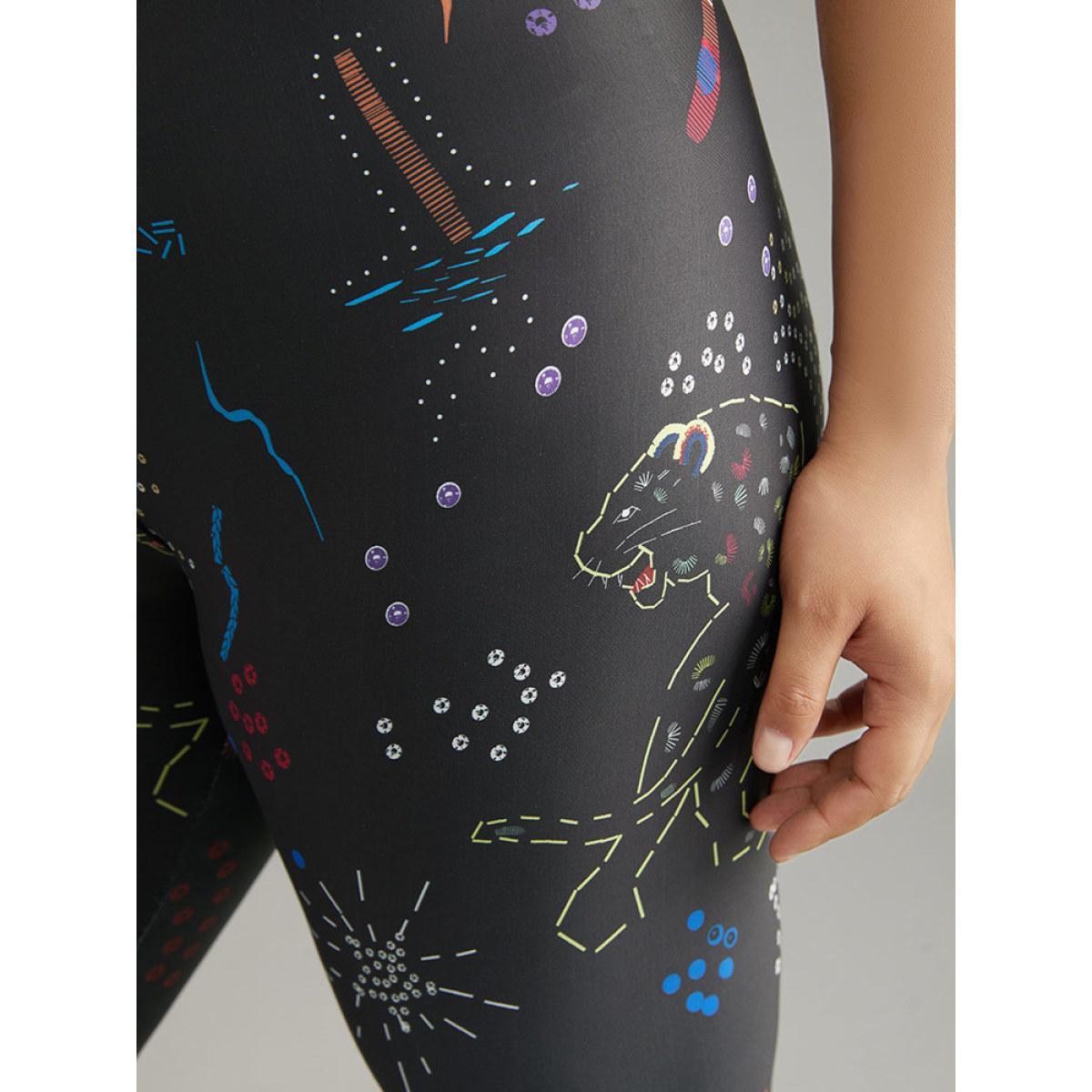 Plus Size Graphic Art & Design Skinny Leggings Women Black Casual High stretch Skinny High Rise Dailywear Leggings BloomChic 26/4X Product Image