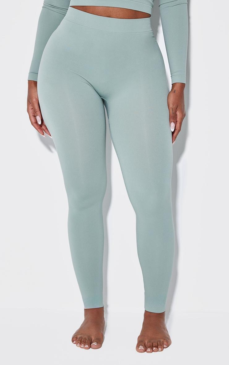 Shape Sage Green Stretch Seamless High Waisted Leggings Product Image