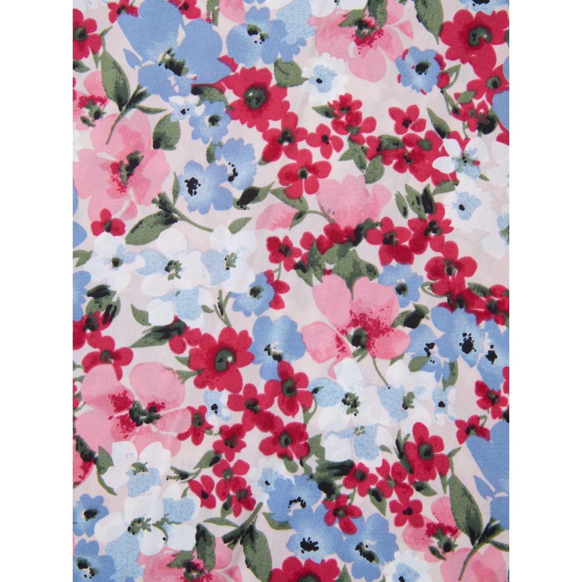 Plus Size Floral Print Pockets Lined Midi Dress Multicolor Women Overlap Collar Short sleeve Curvy BloomChic 12/L Product Image