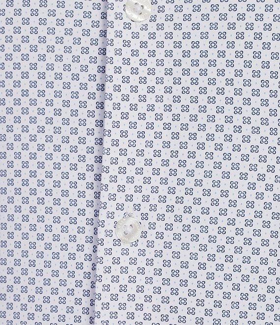 Hart Schaffner Marx State Street Essentials Long Sleeve Geo Print Albini Knit 4Flex Coat Front Shirt Product Image