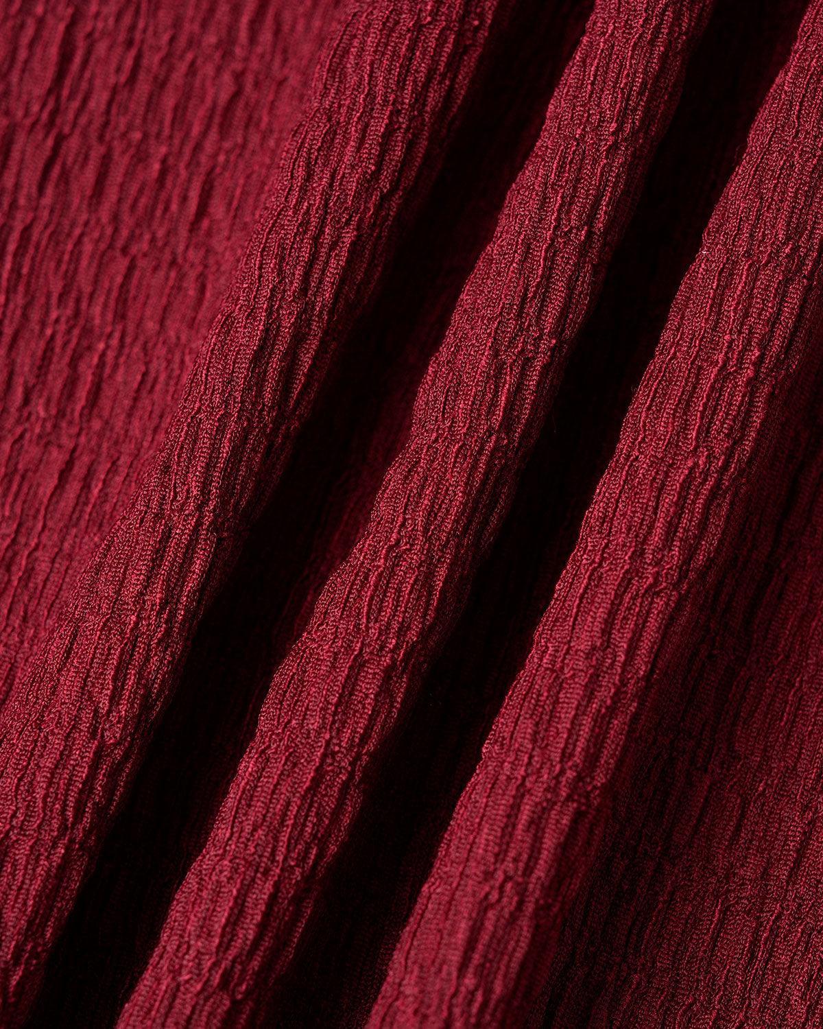 Wine Red Knit Elastic Waist Mermaid Midi Skirt Product Image