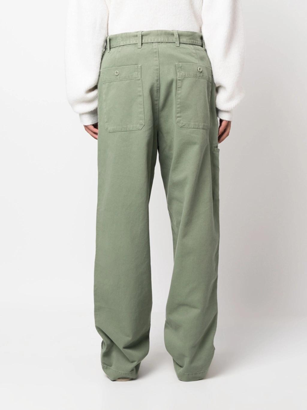 LEMAIRE Belted-waist Straight-leg Trousers In Gr638 Hedge Green Product Image