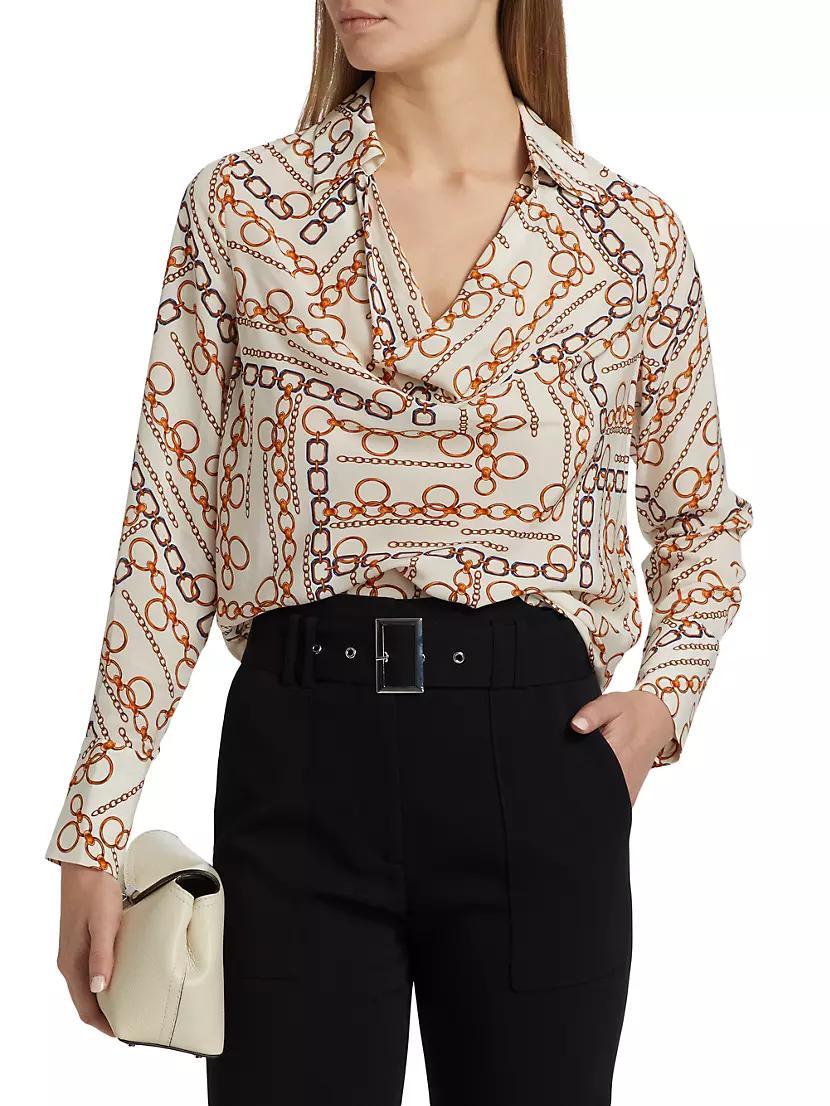 The Ciaran Gilded Chain Printed Draped Blouse Product Image