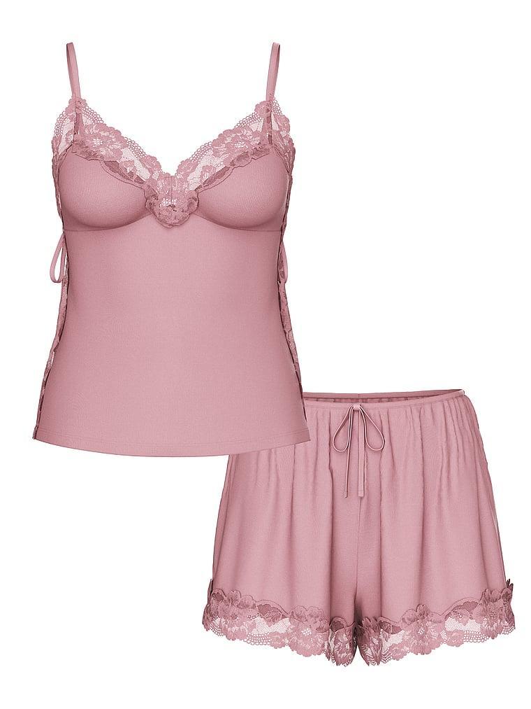 Ribbed Modal & Lace Cami Shorts Set Product Image