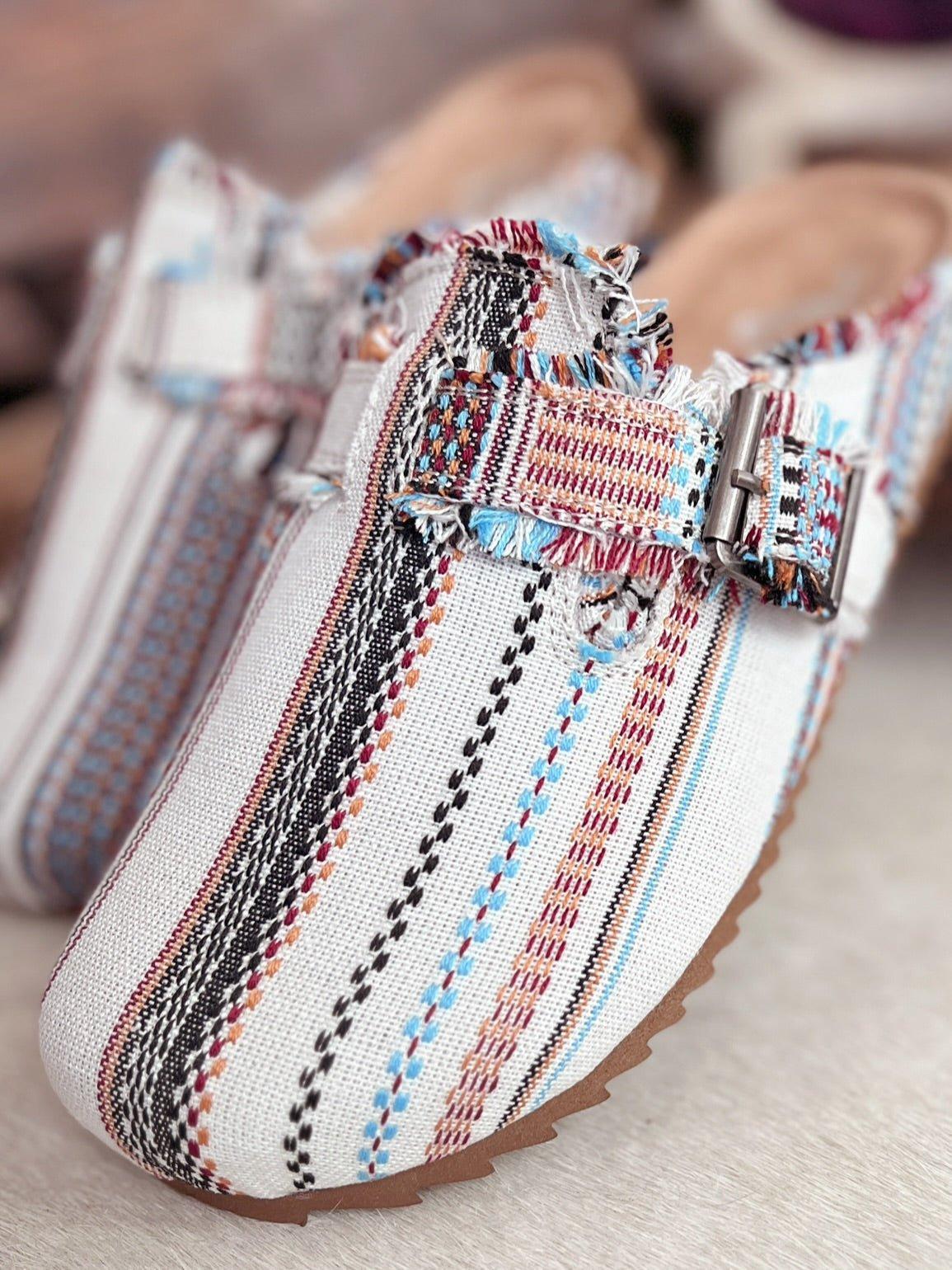 Serape Cream Basket Clog Shoes Product Image