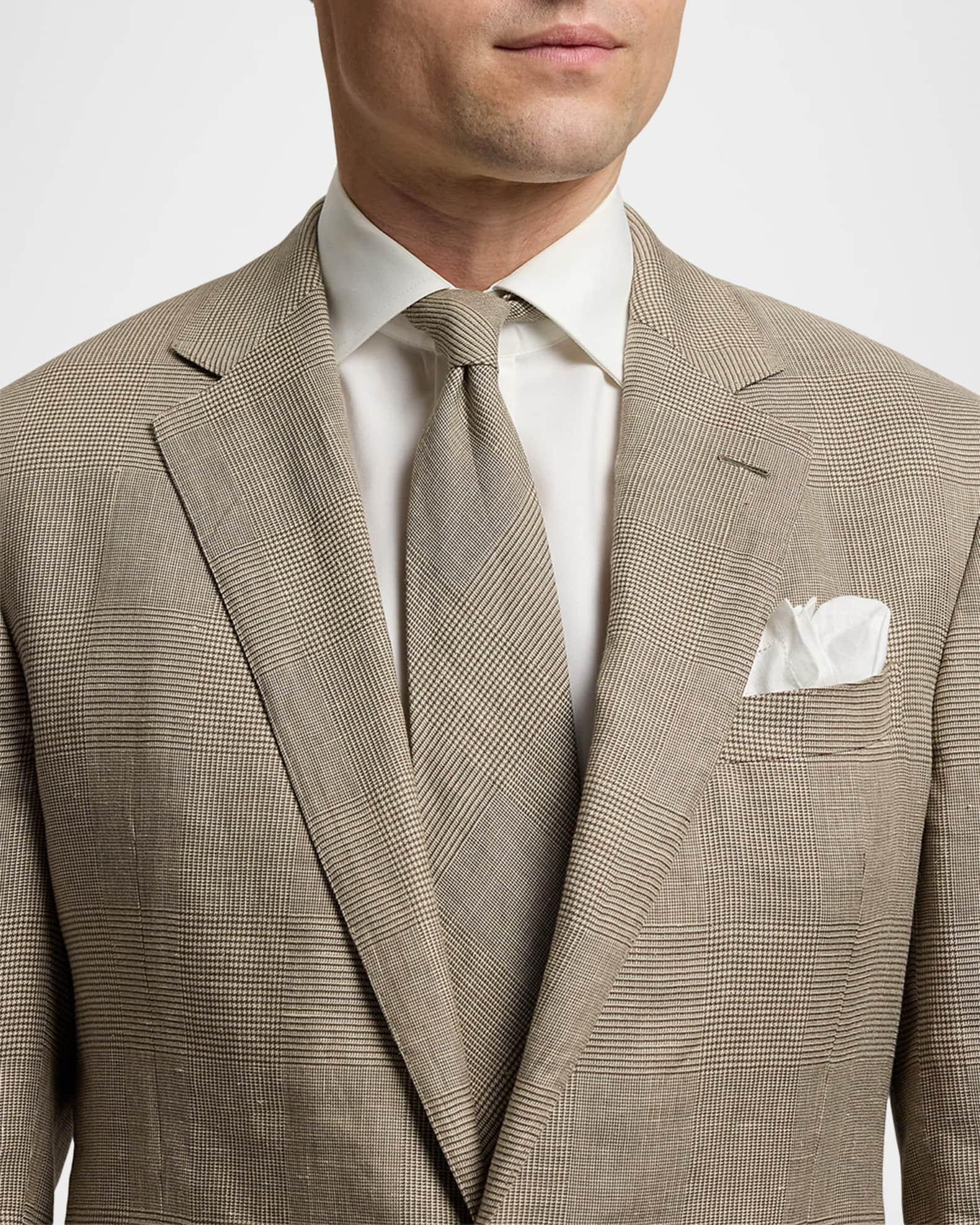Men's Linen and Mulberry Silk Glen Plaid Tie Product Image