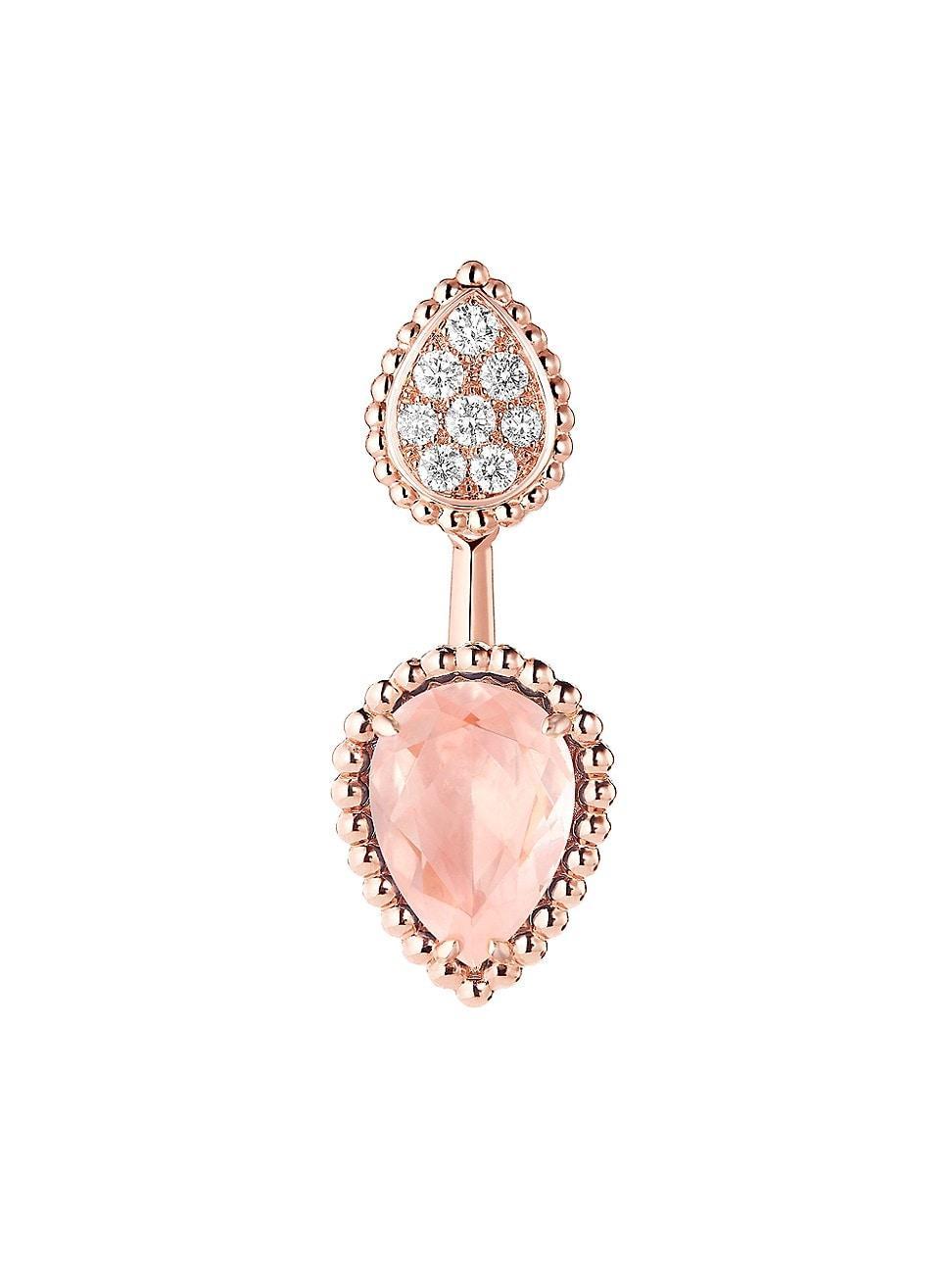 Womens Serpent Bohme 18K Rose Gold, Pink Quartz & 0.16 TCW Diamond Single Ear Jacket Product Image