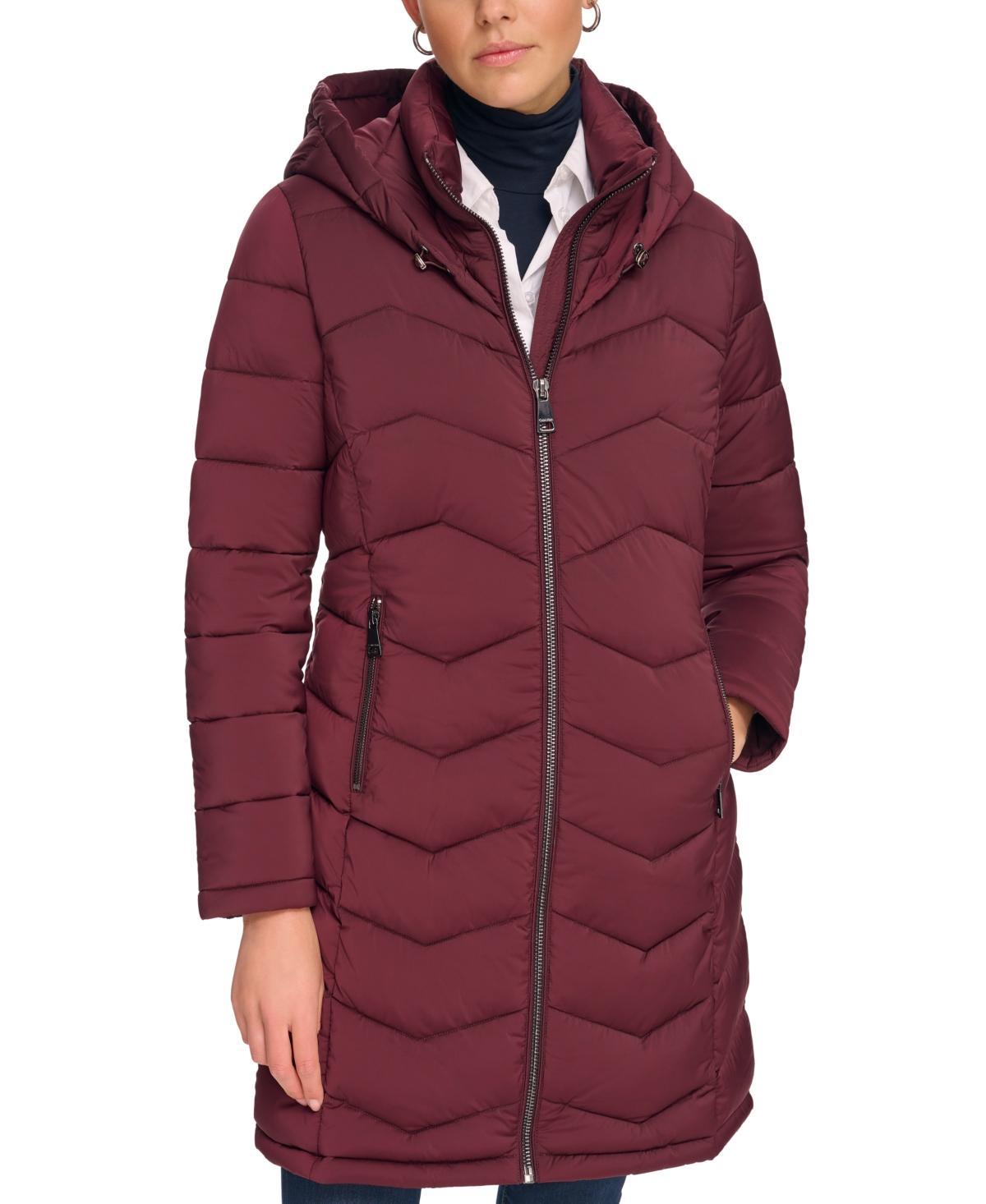 Calvin Klein Womens Side-Panel Hooded Packable Puffer Coat, Created for Macys Product Image