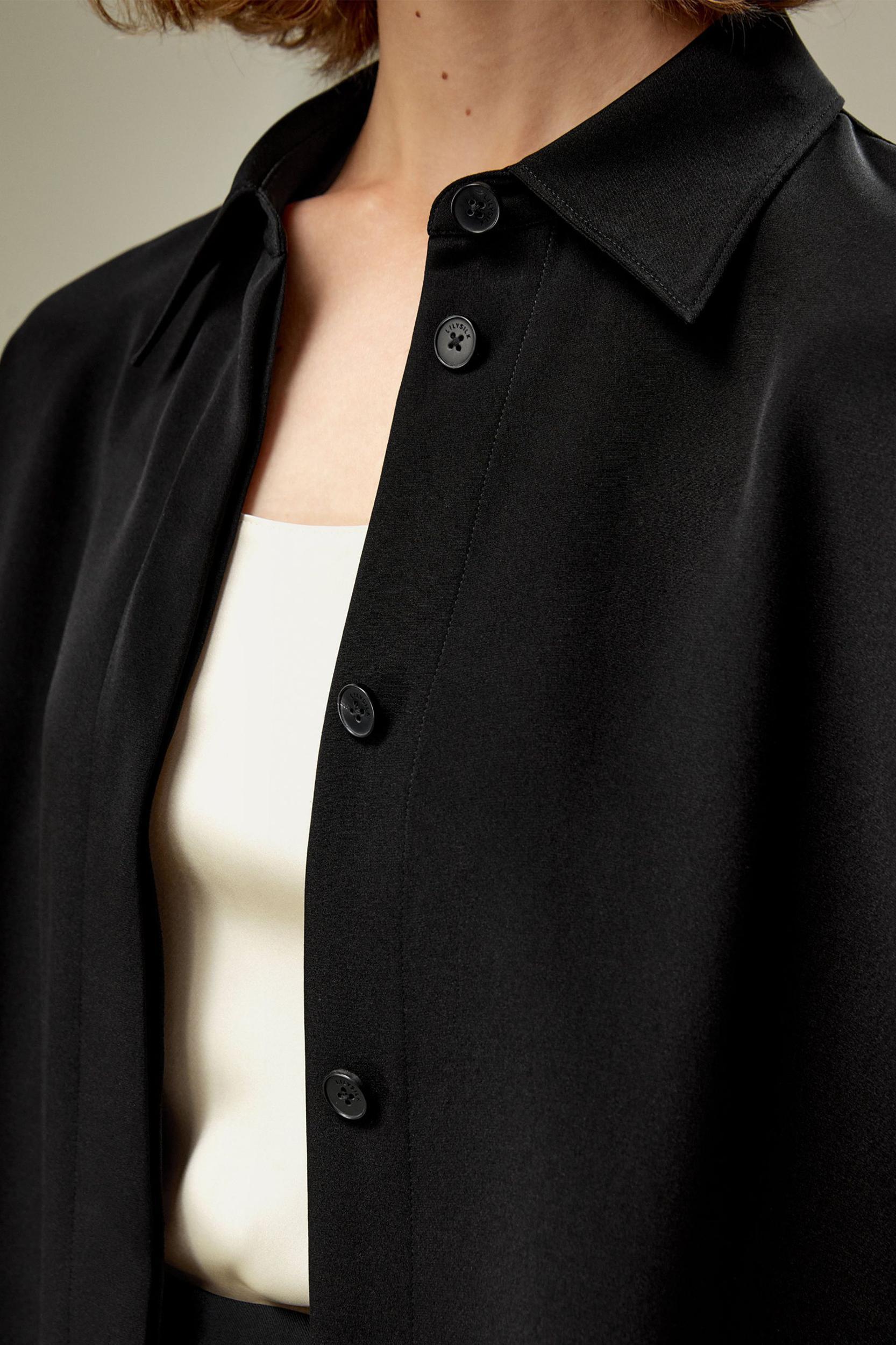Relaxed Fit Drape Oversized Silk Shirt Product Image