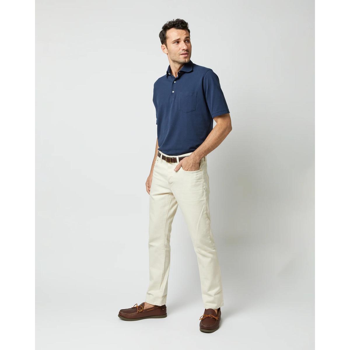Short-Sleeved Polo Navy Pima Pique Product Image