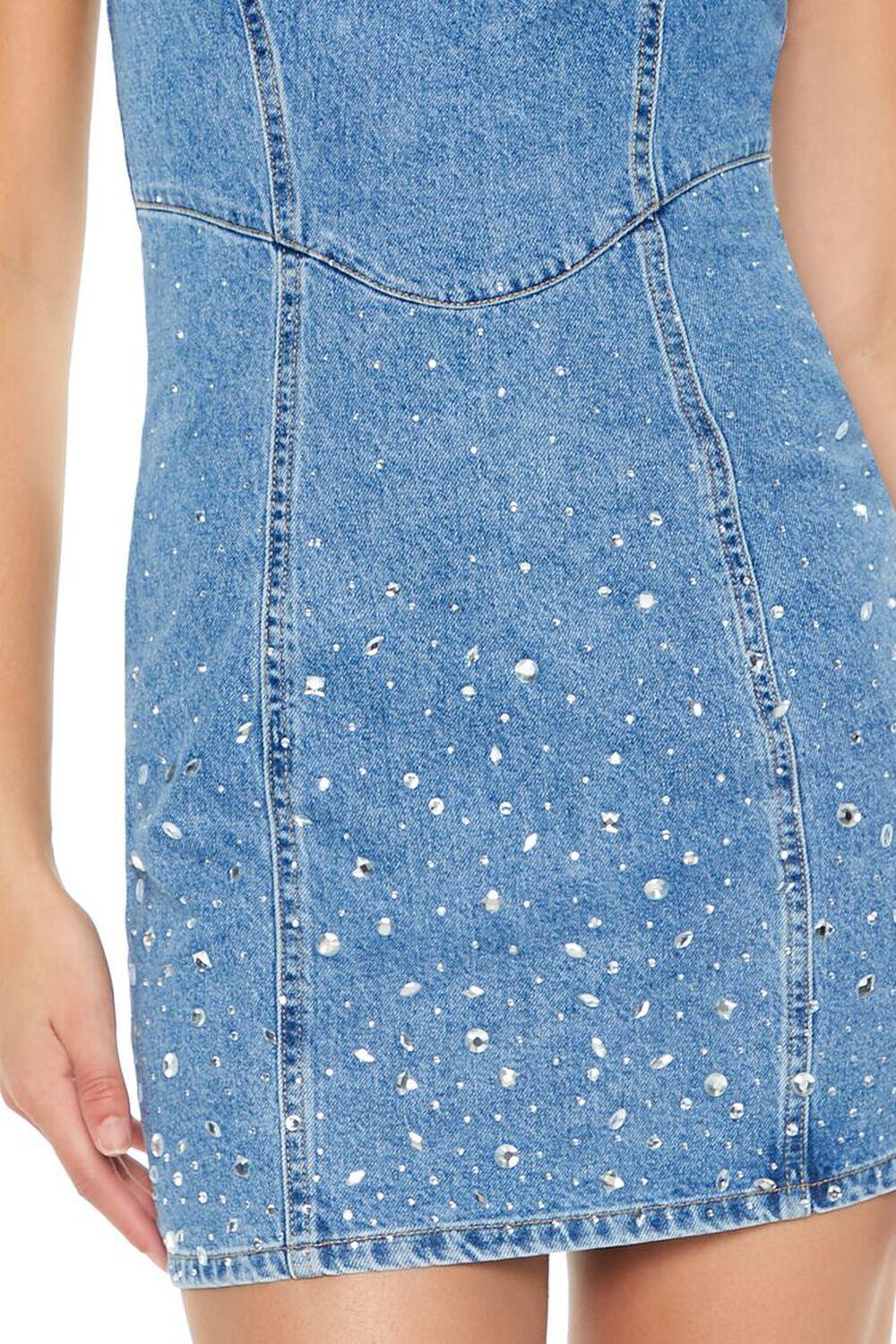 Rhinestone Denim Mini Tube Dress | Forever 21 Product Image