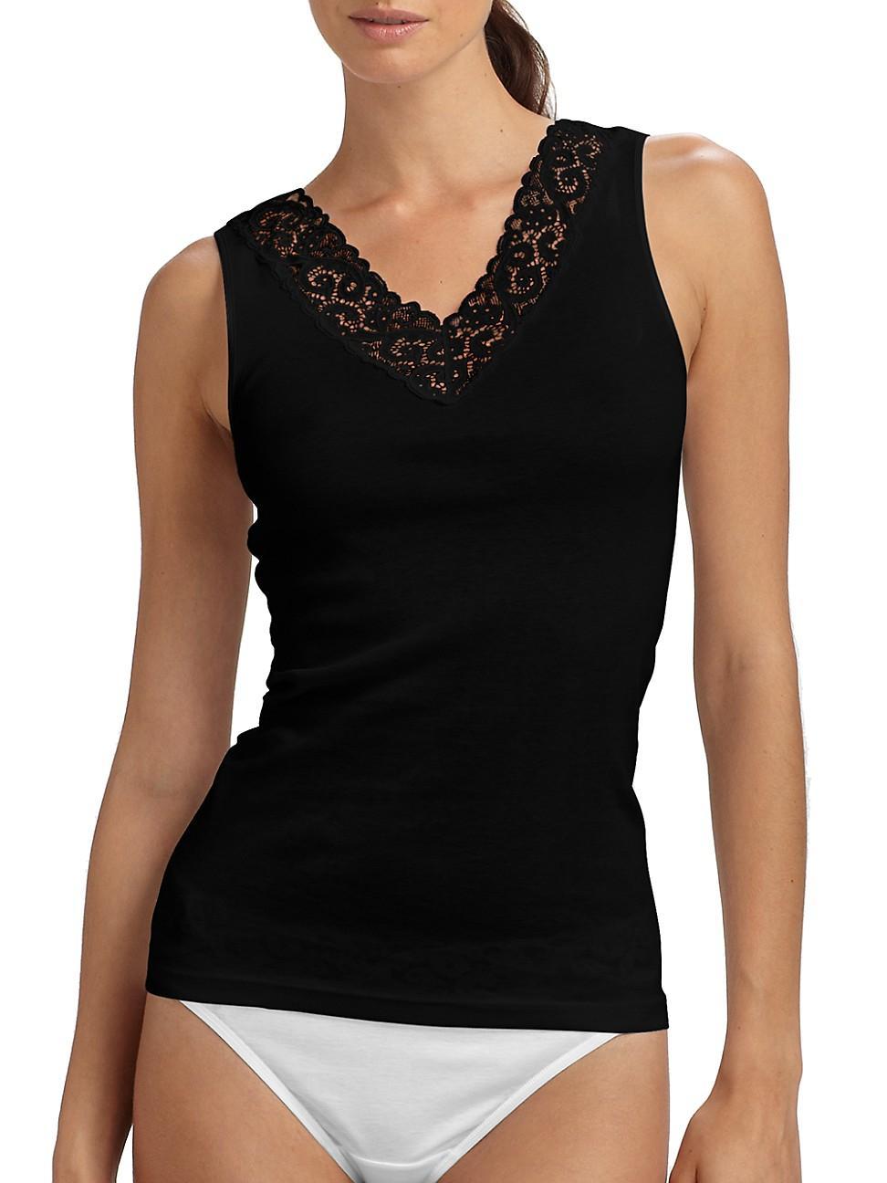 Hanro Moments Cotton Lace Trim Tank Product Image