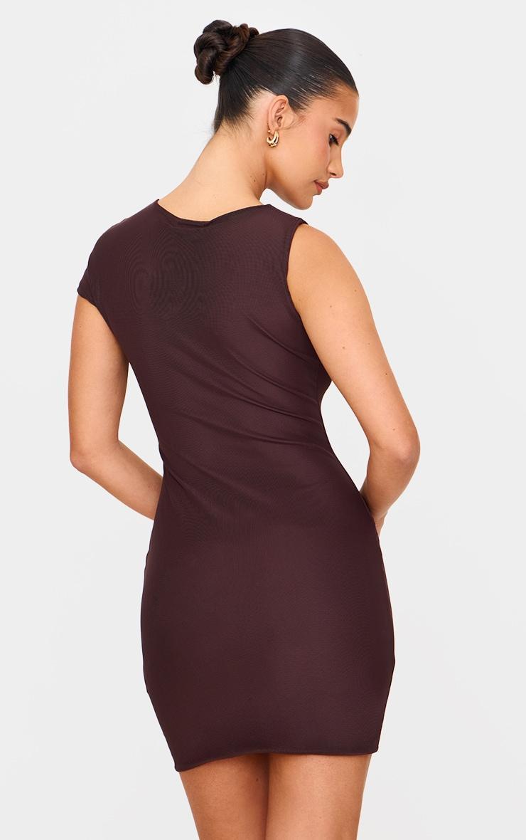 Chocolate Mesh Cap Sleeve Mini Dress Product Image