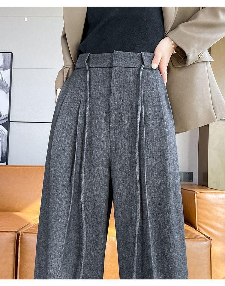 High Rise Plain Wide Leg Suit Pants (Various Designs) Product Image