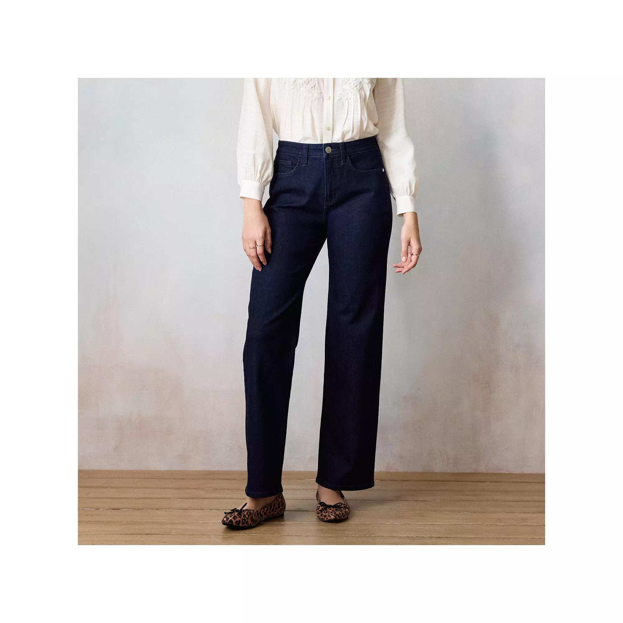 Women's LC Lauren Conrad Super High-Rise True Straight Jeans, Size: 12, Dark Rinse Blue Product Image