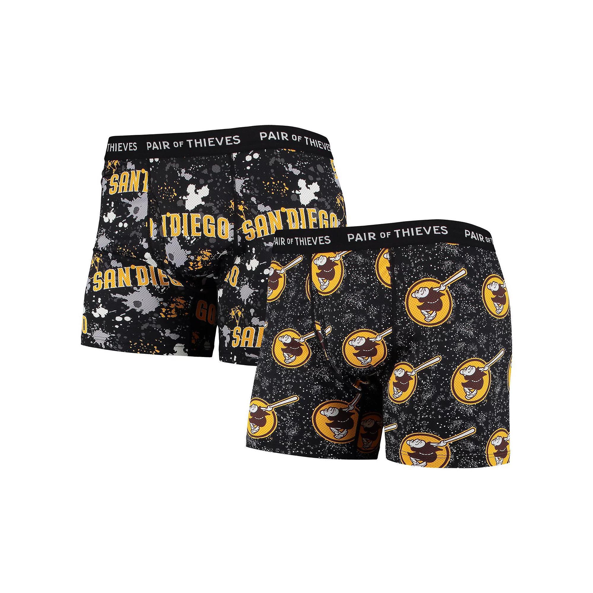 Men's Pair of Thieves Black San Diego Padres Super Fit 2-Pack Boxer Briefs Set, Size: XL Product Image
