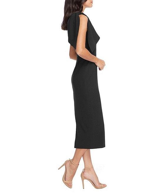 Dress the Population Tiffany One Shoulder Bow Detail Sleeveless Back Slit Midi Sheath Dress Product Image