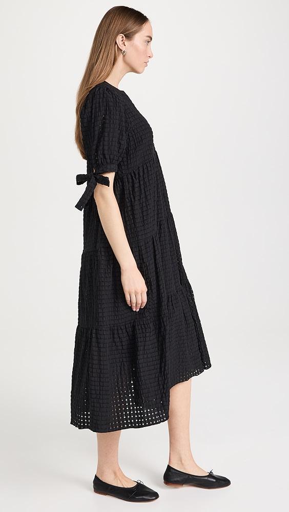 English Factory Gingham Tiered Midi Dress with Bow Tie Sleeves | Shopbop Product Image