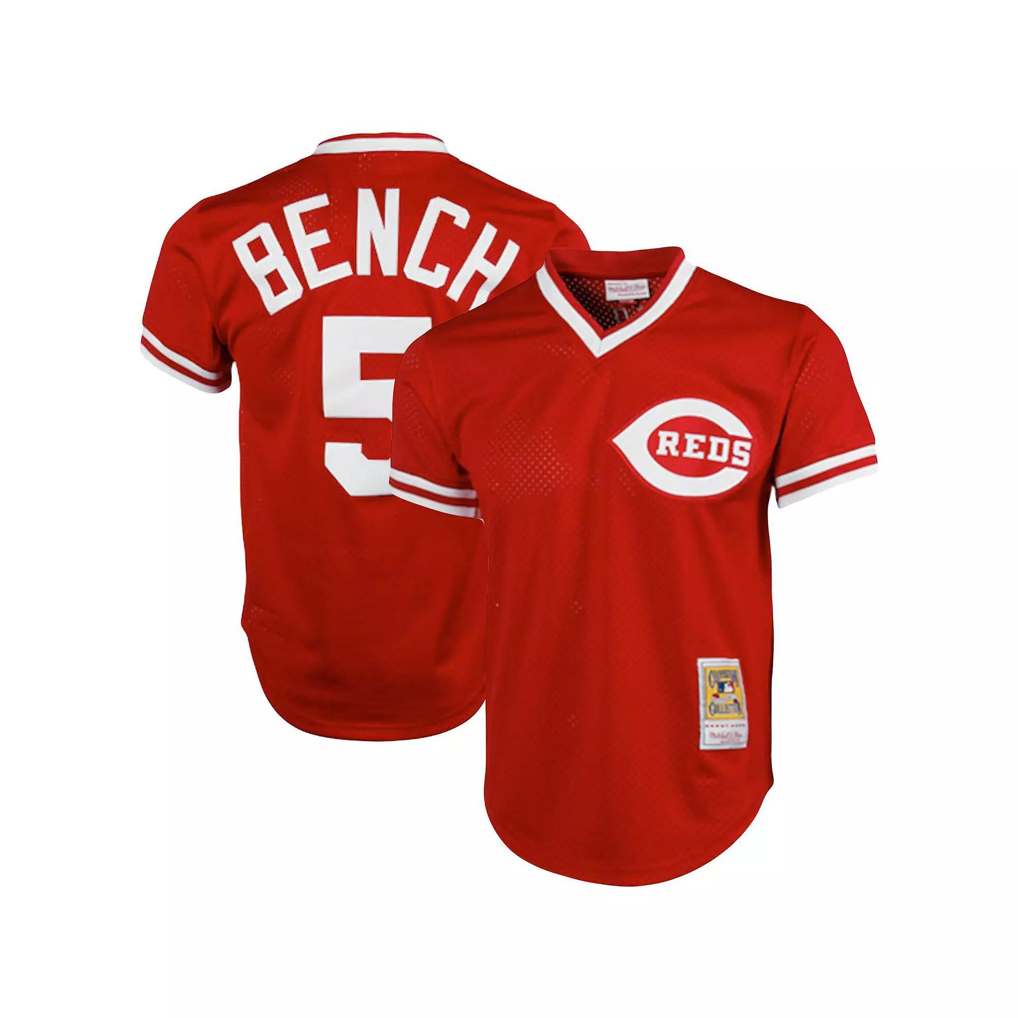 Men's Mitchell & Ness Johnny Bench Red Cincinnati Reds Cooperstown Collection Big & Tall Mesh Batting Practice Jersey, Size: 6XB, Red Red Product Image