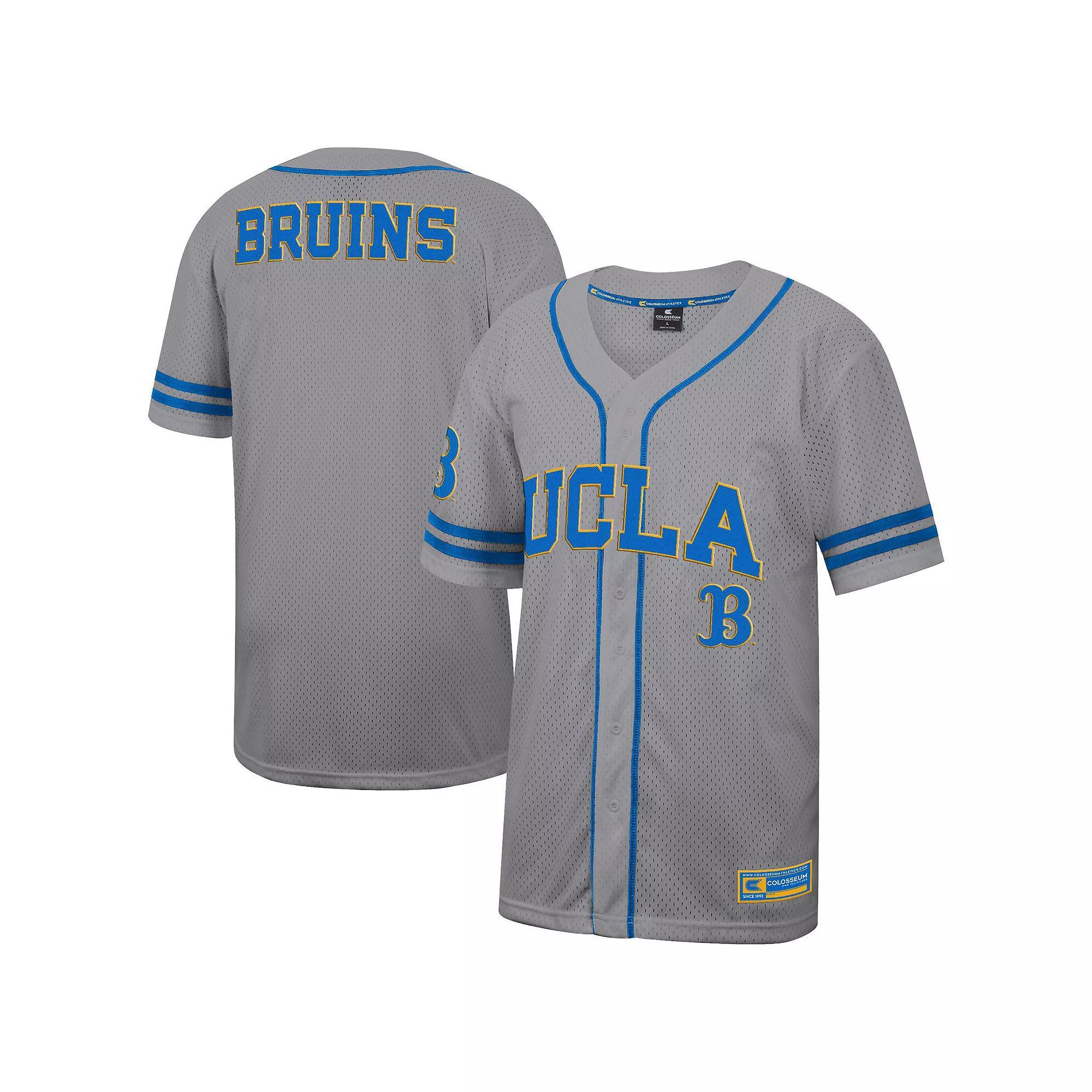 Men's Colosseum Gray UCLA Bruins Free Spirited Baseball Jersey, Size: 2XL, Grey Product Image