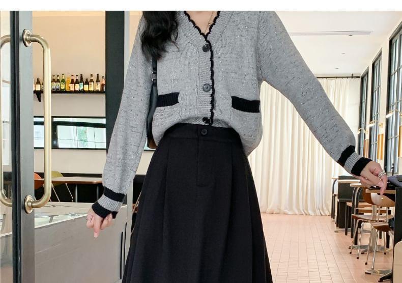 High Waist Plain Midi A-Line Skirt Product Image