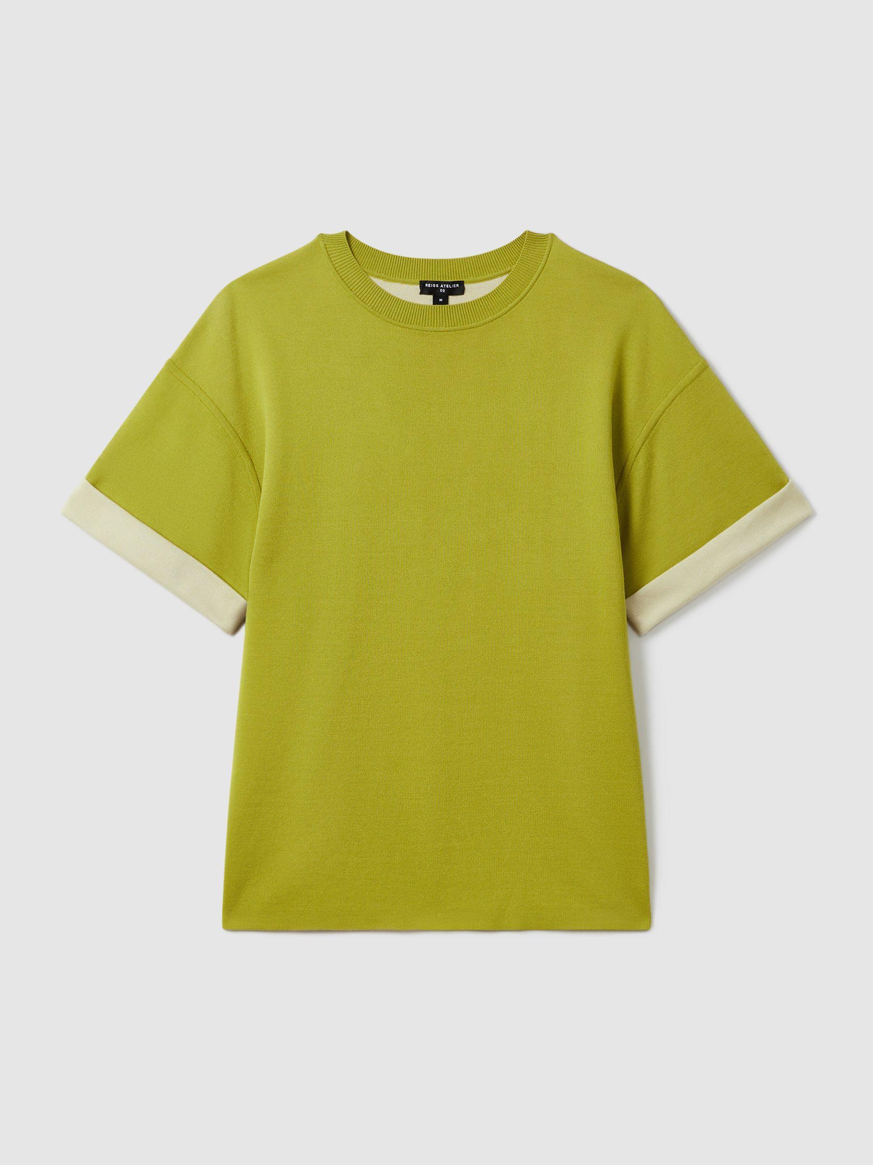 Atelier Knitted Silk Blend Top with Cashmere in Green Product Image