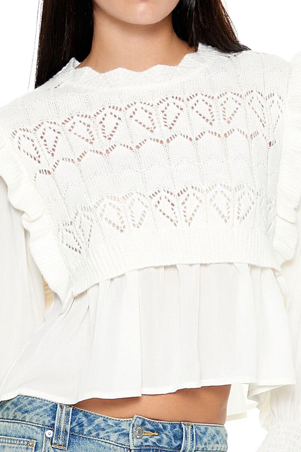 Scalloped Sweater-Knit Combo Top | Forever 21 Product Image