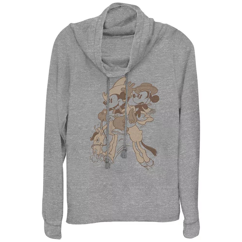 Disney's Mickey Mouse And Minnie Mouse Wild Ride Plus Size Cowlneck Graphic Lightweight Long Sleeve, Women's, Size: 1XL, Gray Grey Product Image