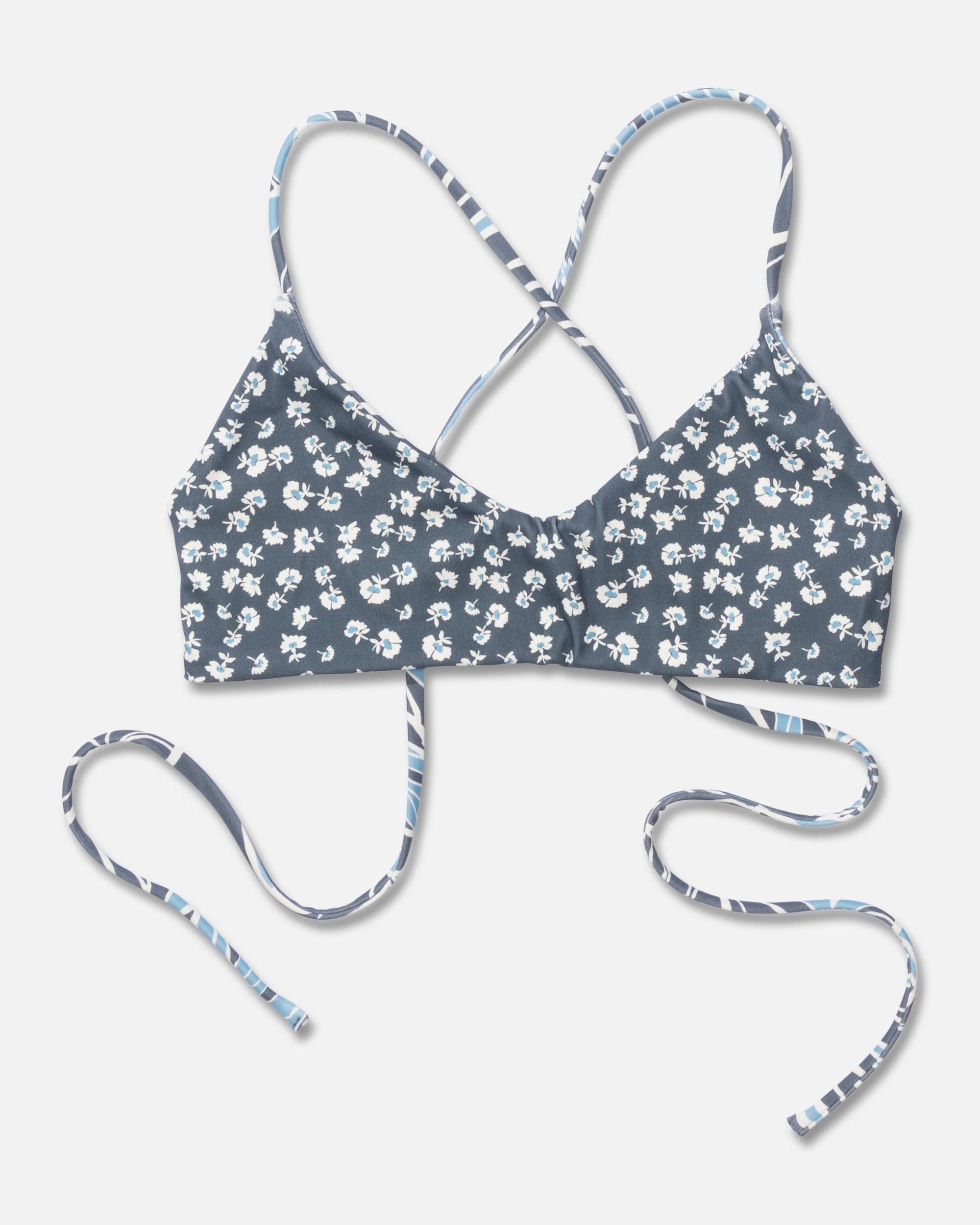 Rattan Palms Reversible Bralette Top - Fin Blue Female Product Image