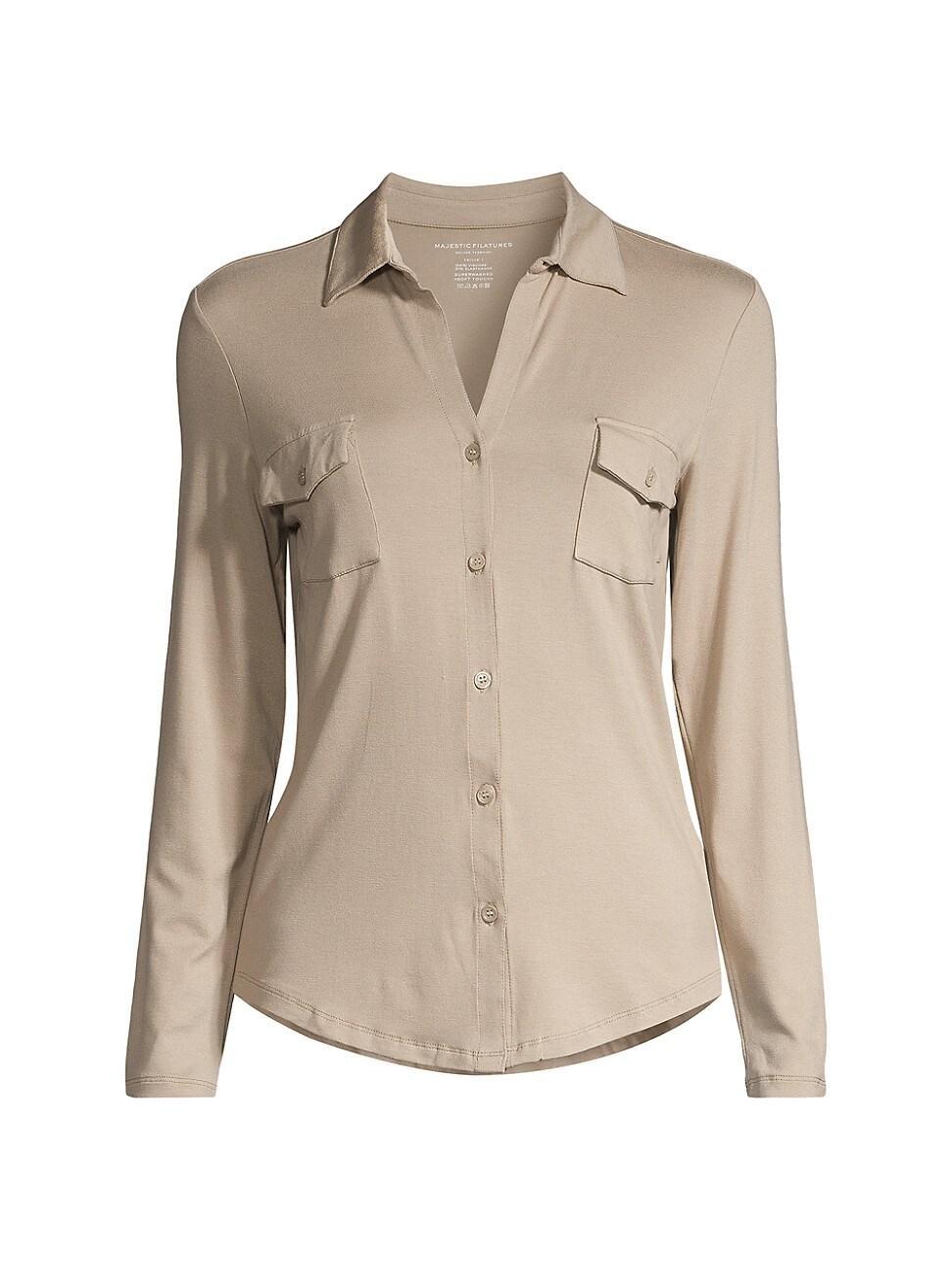 Majestic Filatures Point Collar Button Front Shirt Product Image