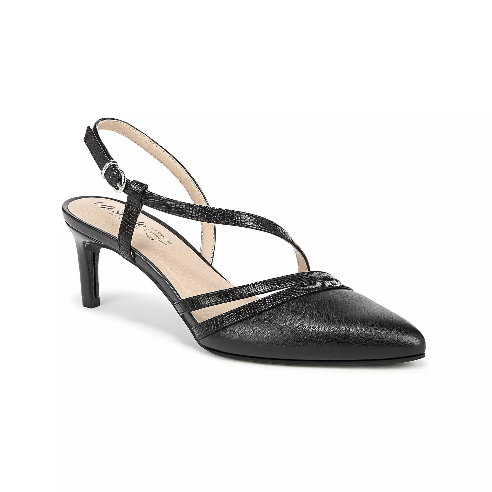 LifeStride Arlo Women's Slingback Dress Pumps, Size: 8.5, Black Faux Leather Product Image