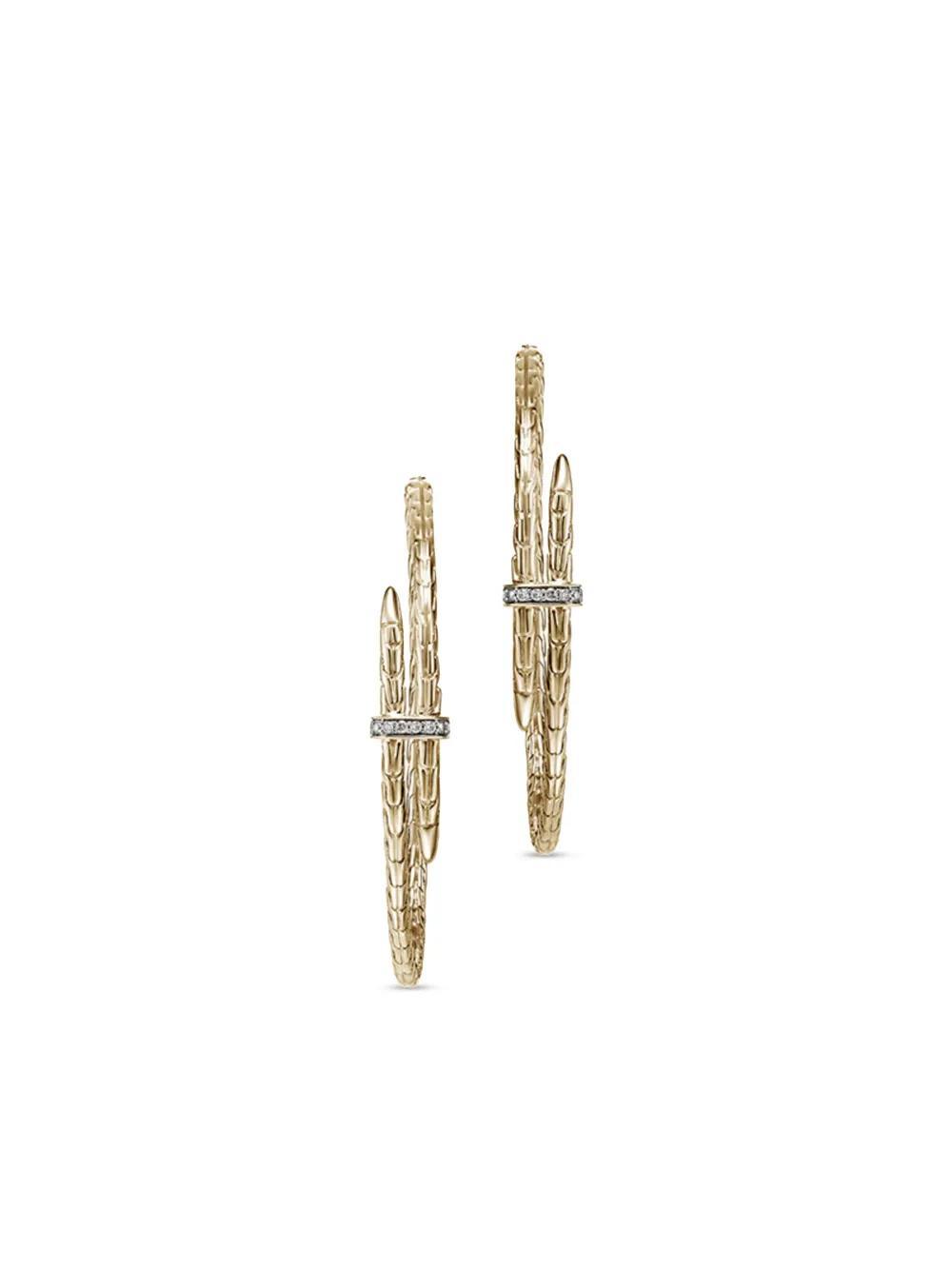 JOHN HARDY 14kt Gold Large Spear Diamond Hoop Earrings Product Image