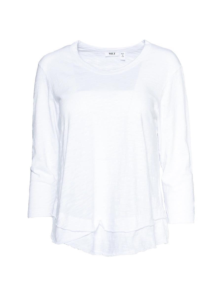 Womens Shrunken Crew 3/4 Sleeve Mock Layer Tee Product Image