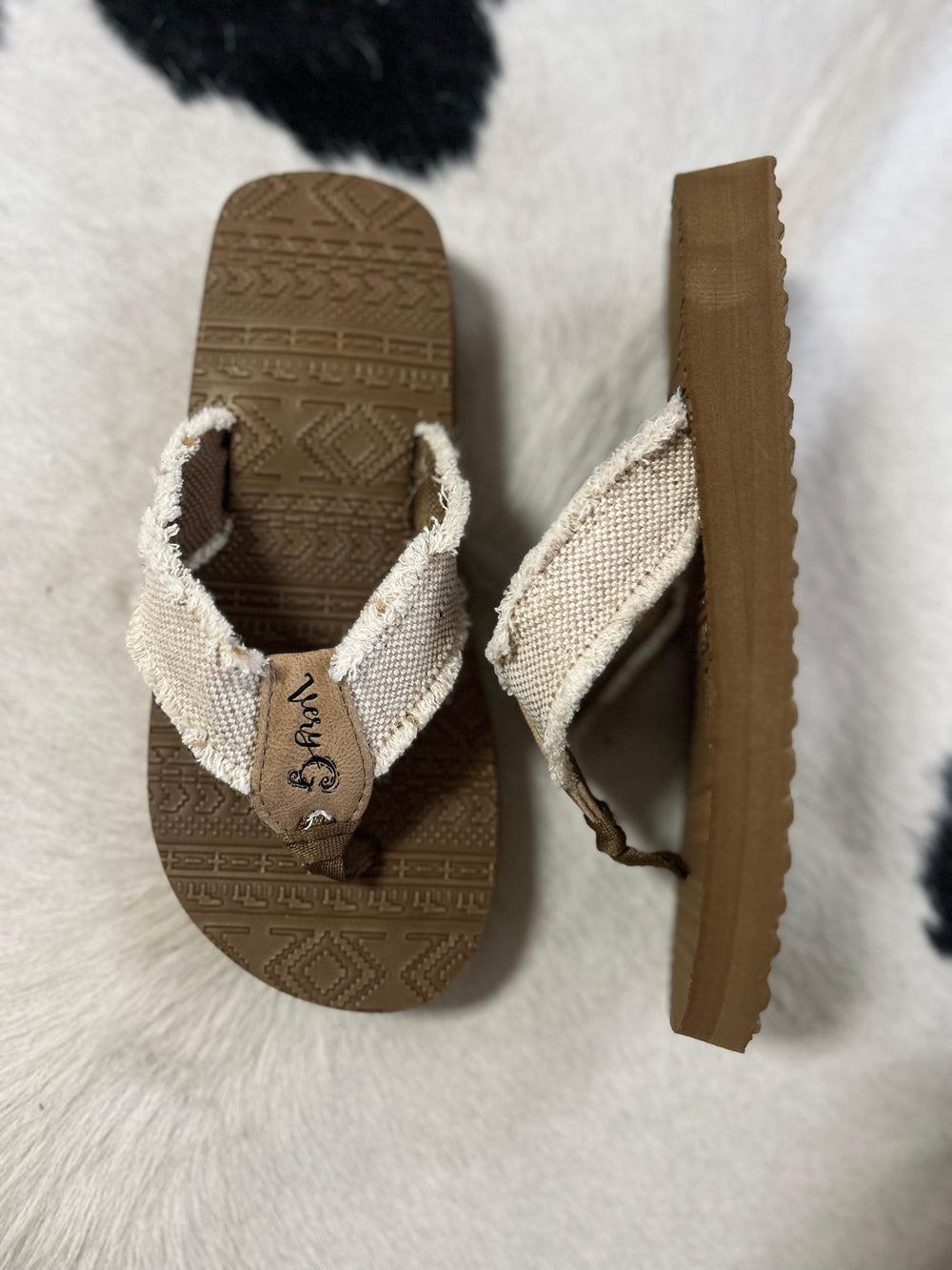 Natural Brexly Aztec Flip Flops Product Image