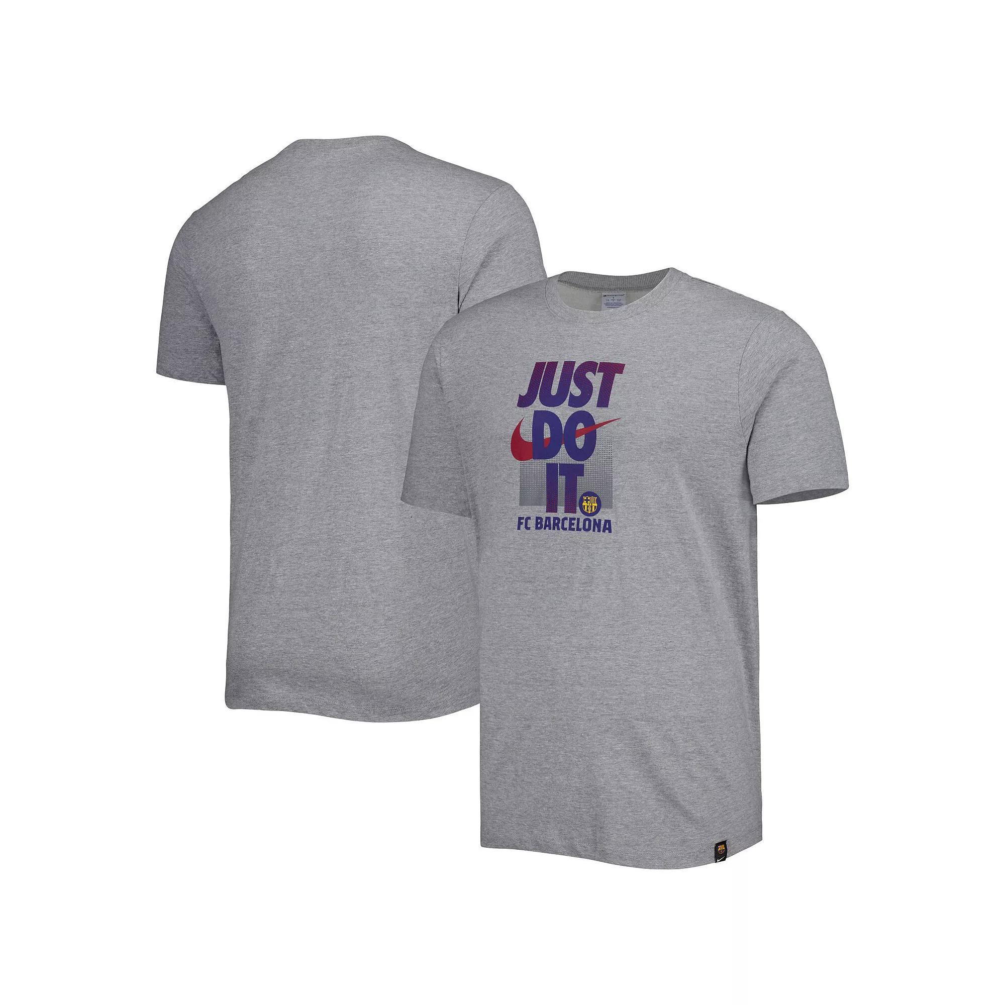 Men's Nike Gray Barcelona Just Do It T-Shirt, Size: Small, Bar Grey Product Image