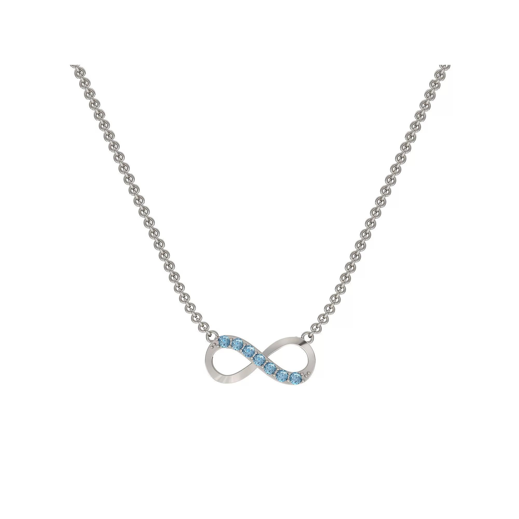 Sterling Silver Blue Topaz Infinity Necklace, Women's, Size: 18" Product Image