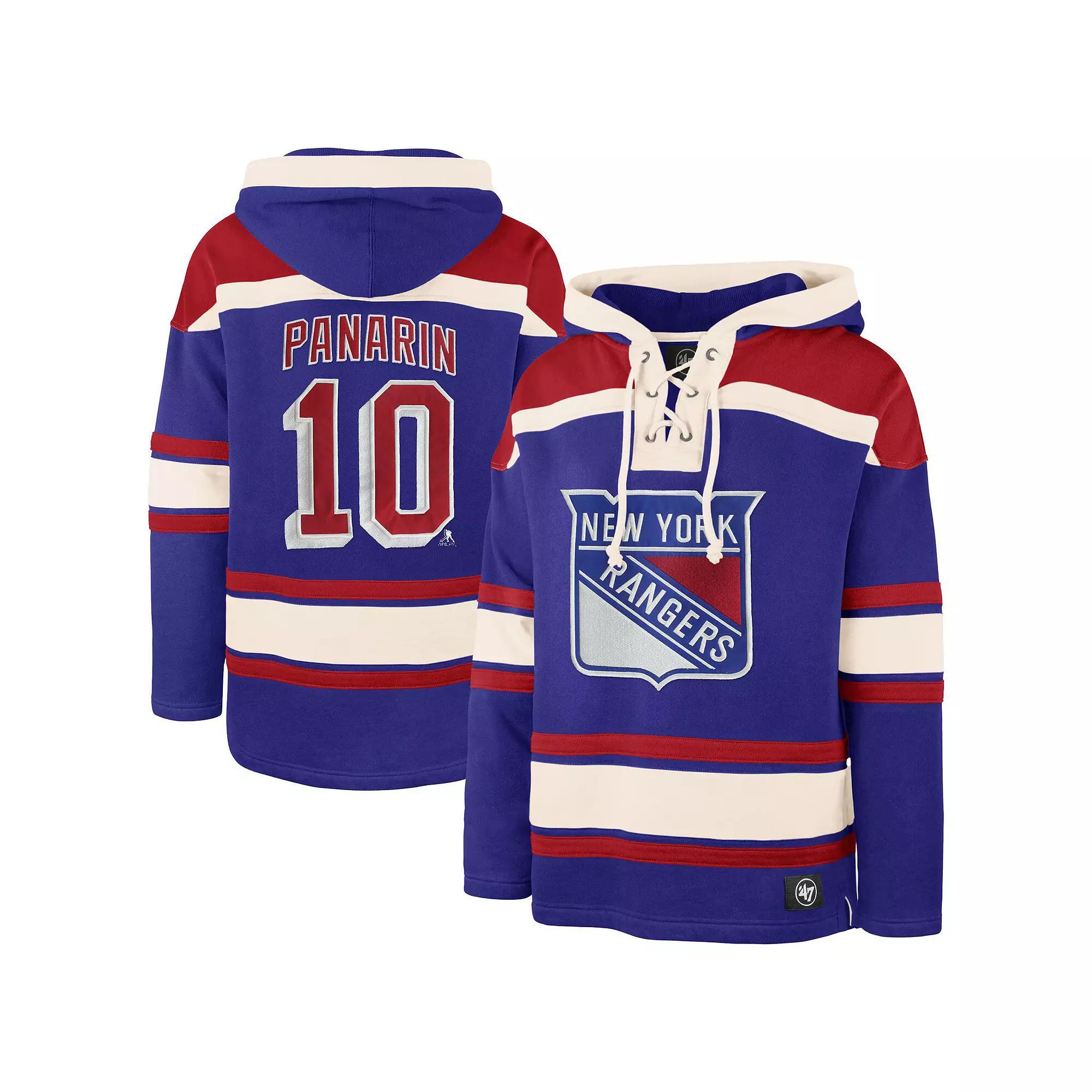 Men's '47 Artemi Panarin Royal New York Rangers Big & Tall Lace-up Pullover Hoodie, Size: 3XLT, Ran Blue Product Image