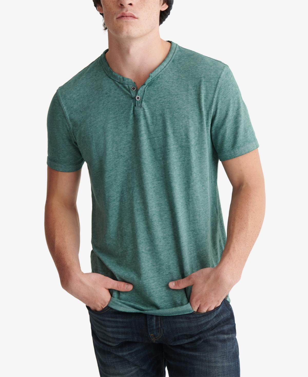 Lucky Brand Short Sleeve Button Notch Neck Venice Burnout T Product Image