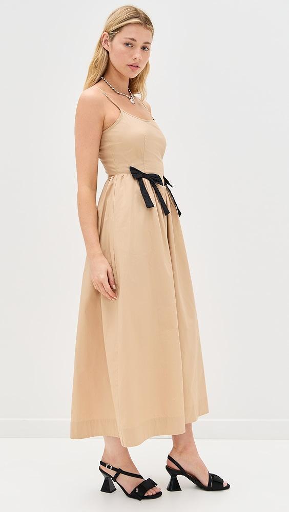 Moon River Sleeveless Square Neck Midi Dress with Contrast Ribbon | Shopbop Product Image